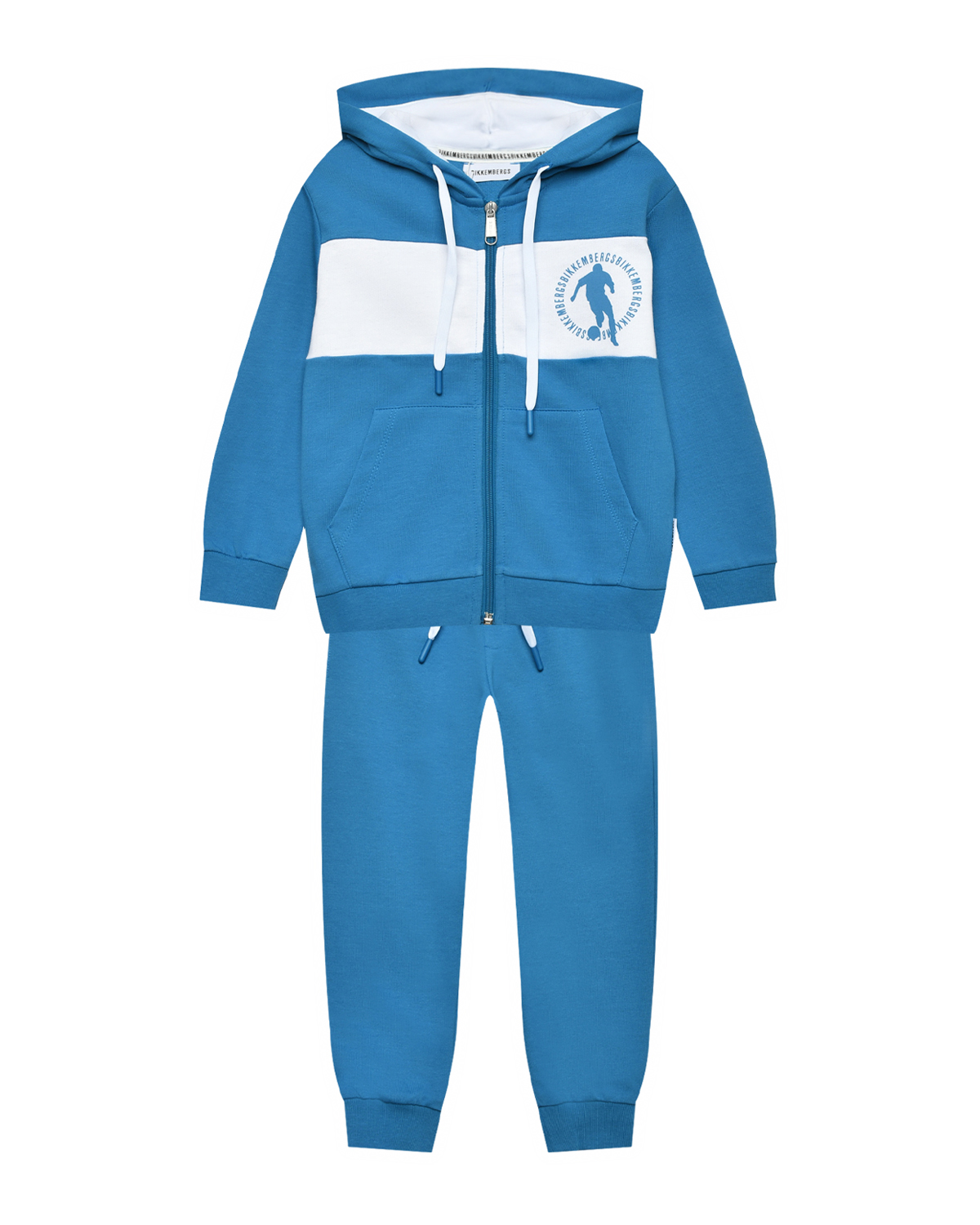 Спортивный костюм куртка с принтом футболиста + брюки, голубой Bikkembergs, размер 140, цвет нет цвета