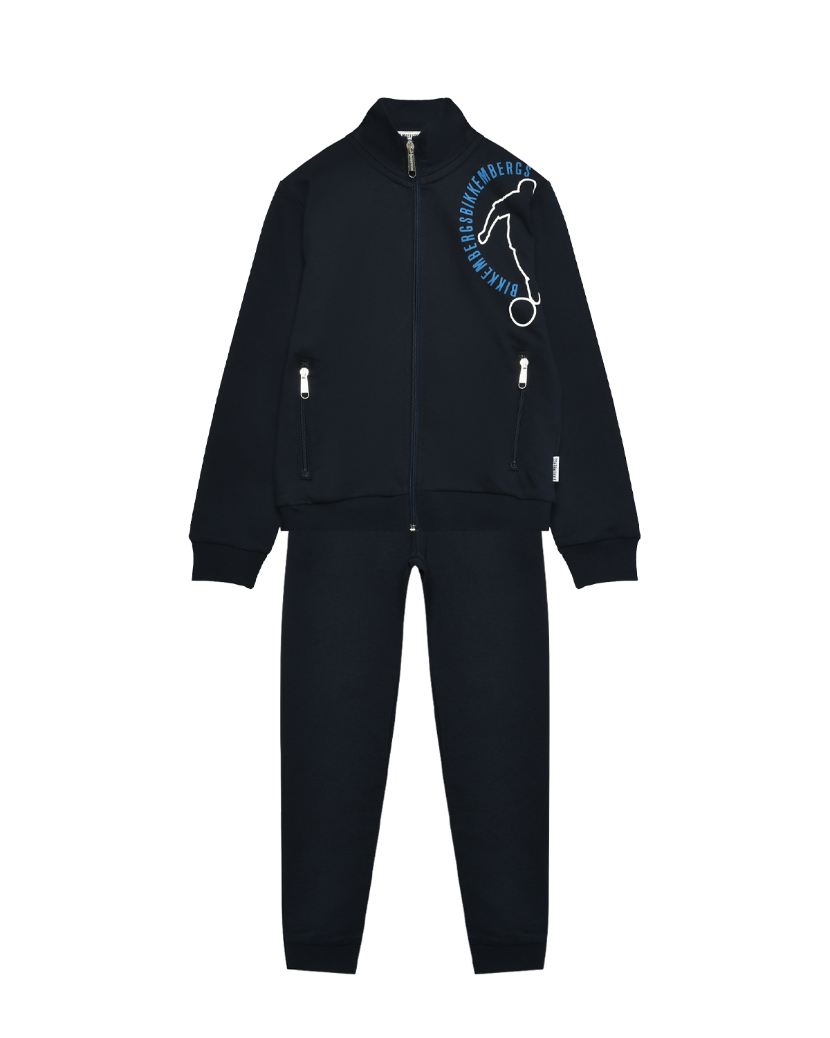 Спортивный костюм куртка с принтом футболиста + брюки, темно-синий Bikkembergs, размер 128, цвет нет цвета