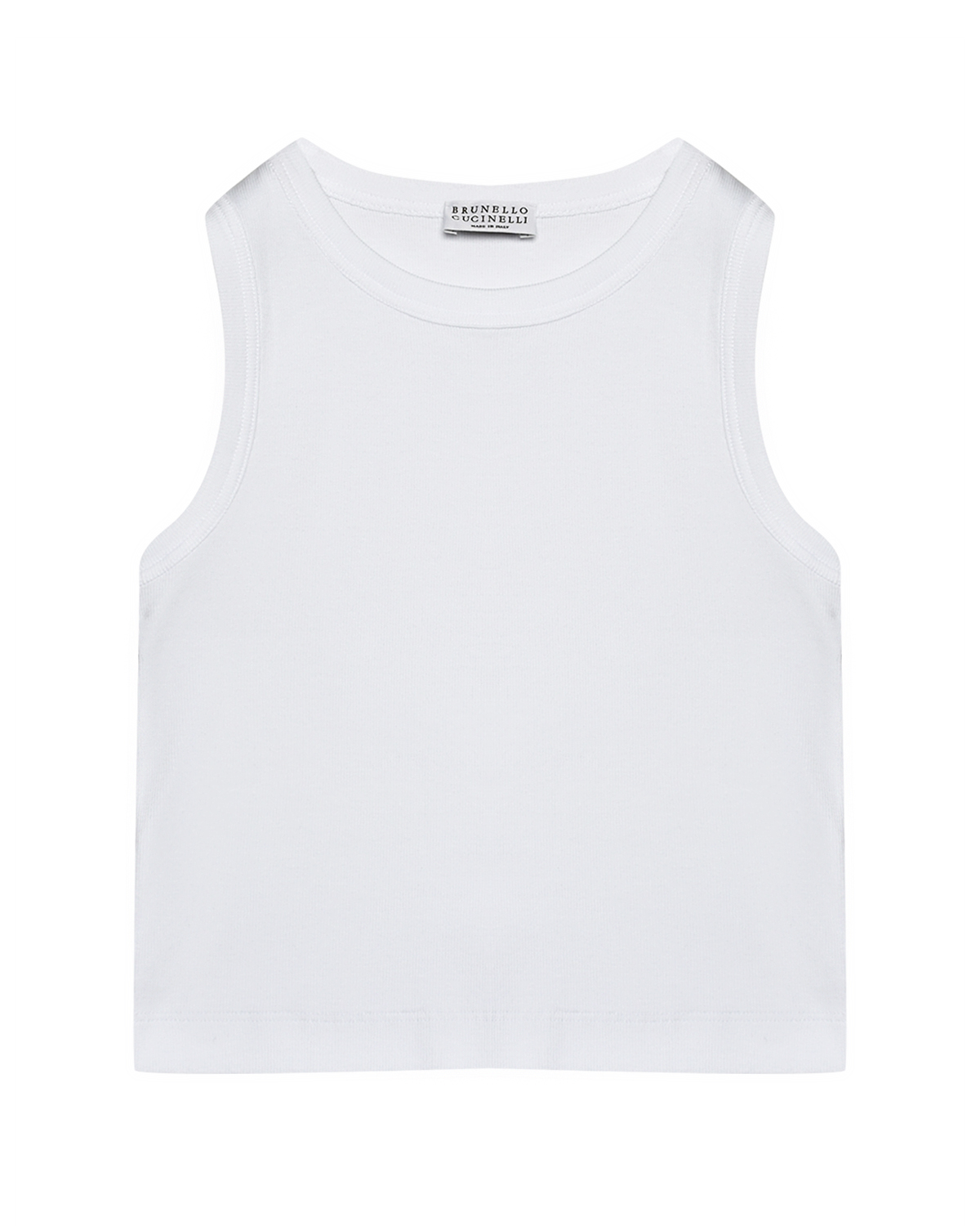 Футболка без рукавов, белая Brunello Cucinelli футболка со стразами на кармане белая brunello cucinelli