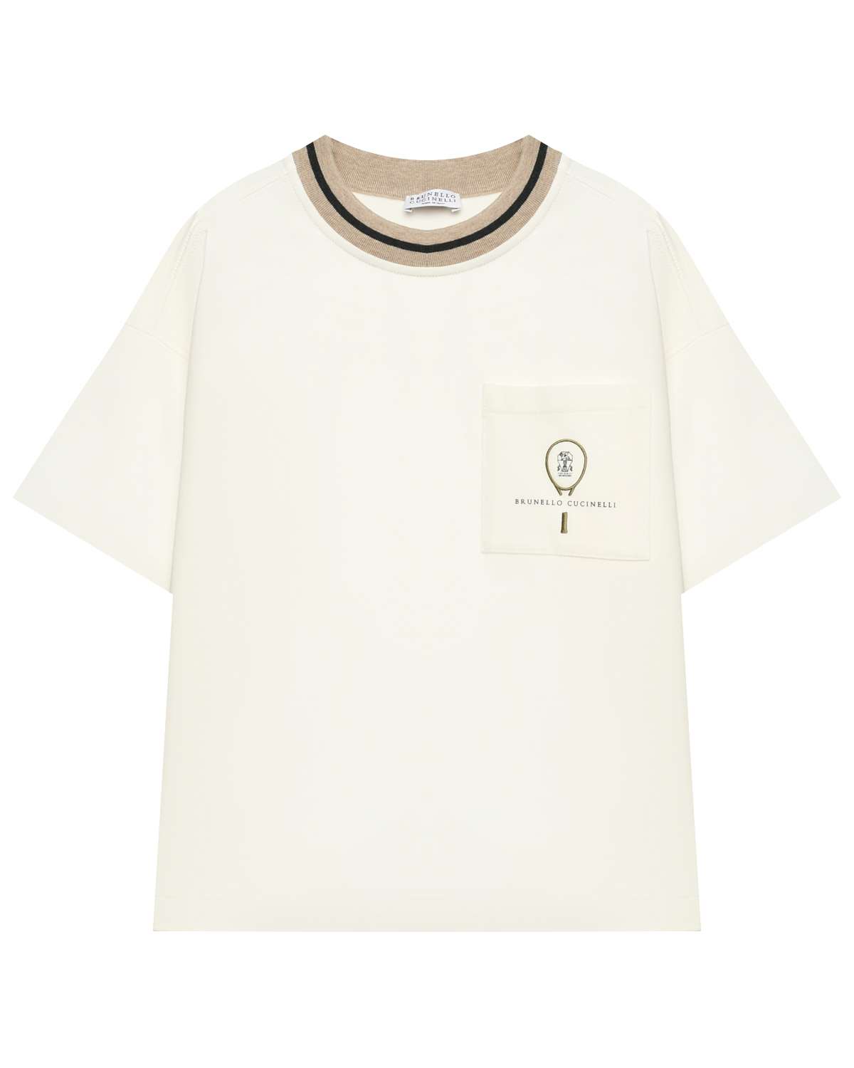 Футболка с контрастной отделкой горловины Brunello Cucinelli серая футболка с накладным карманом brunello cucinelli