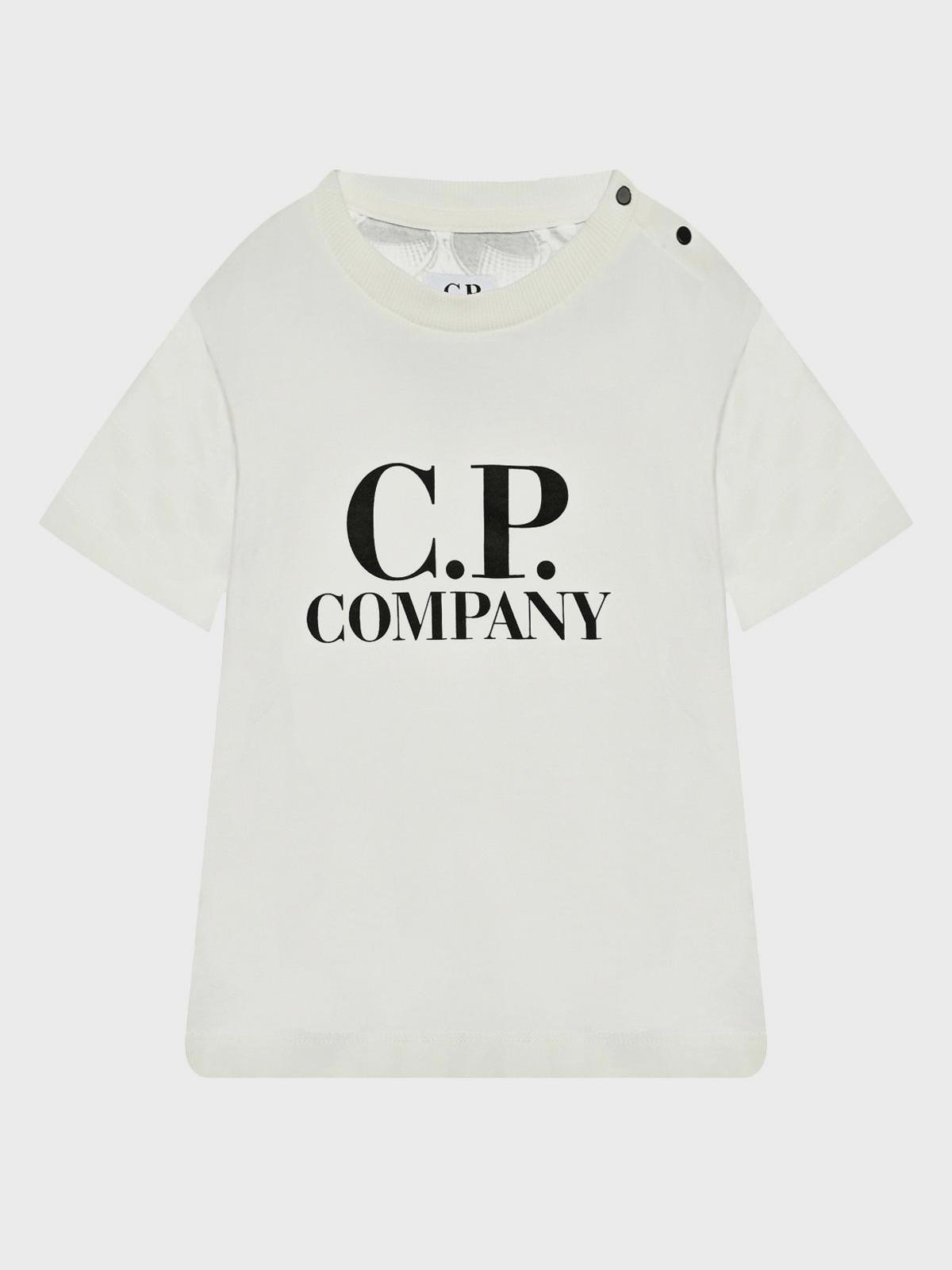Футболка с черным лого, белая CP Company