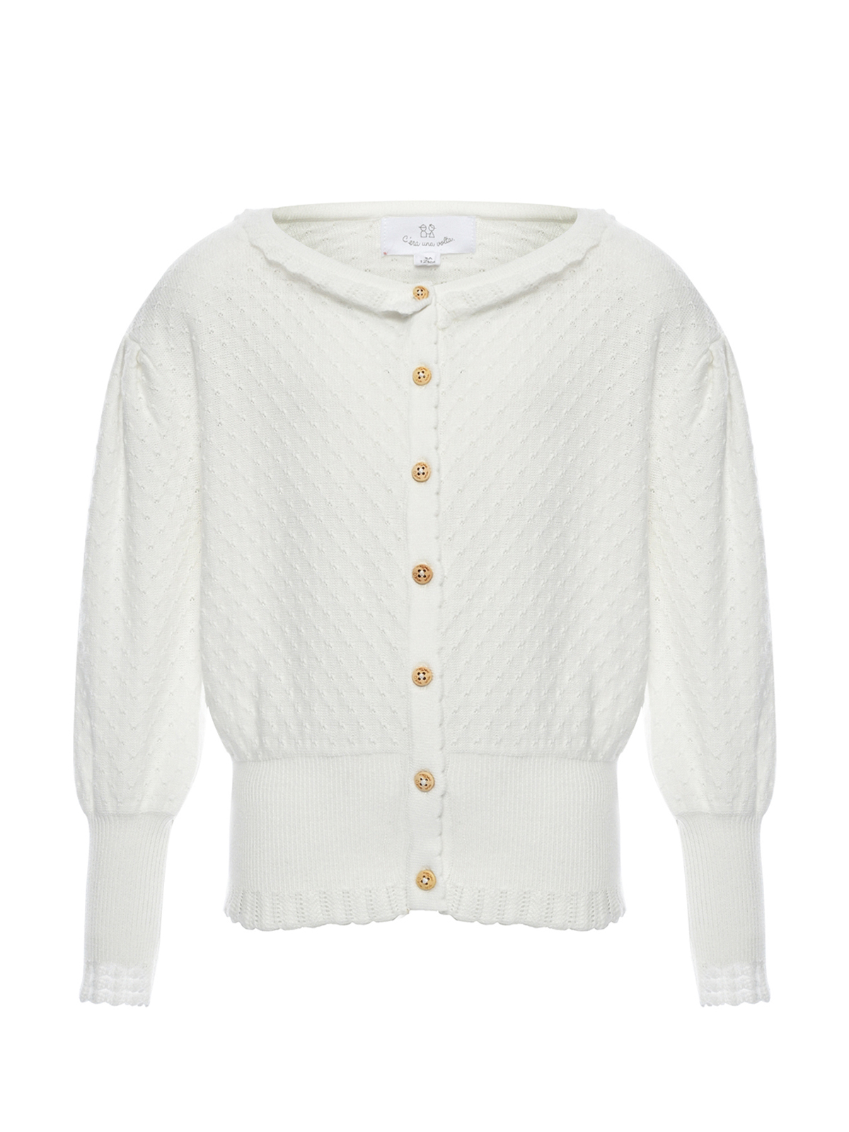 Кардиган белый, текстурная вязка Cera Una Volta