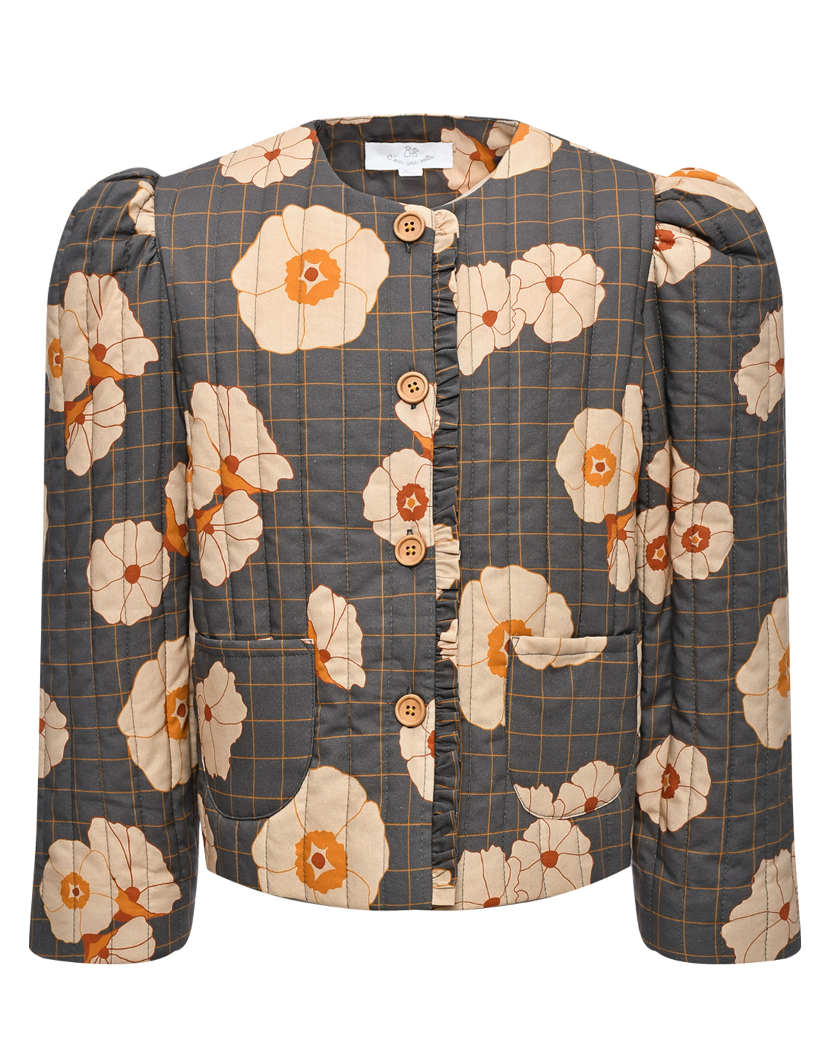 Куртка в клетку, принт цветы Cera Una Volta, размер 164 - фото 1