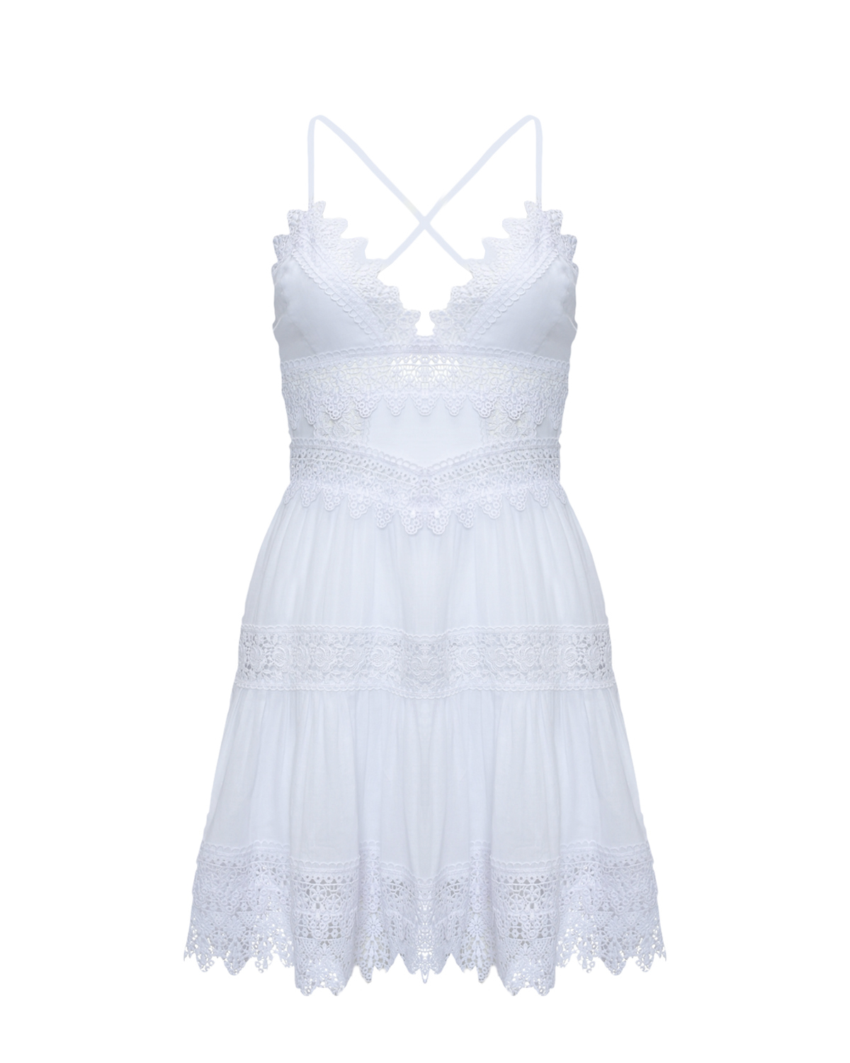 Мини-платье с кружевными вставками, белое Charo Ruiz, размер 42, цвет белый - фото 1