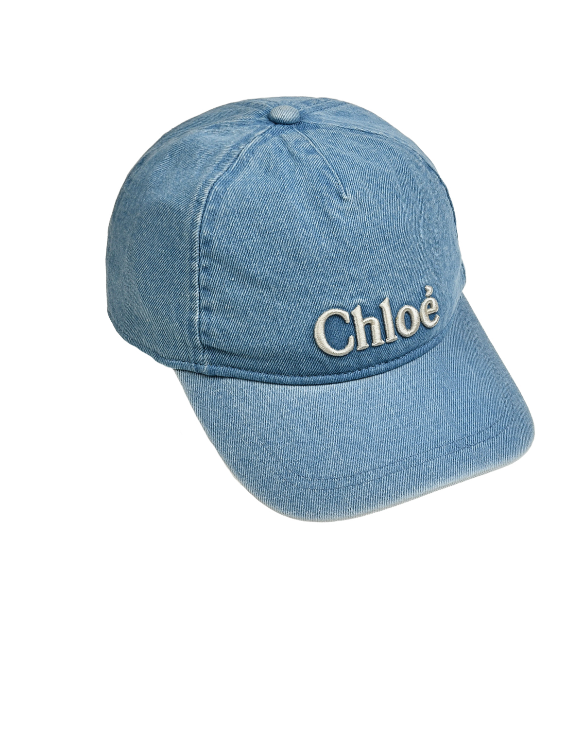 Бейсболка деним с белым логотипом, голубая Chloe