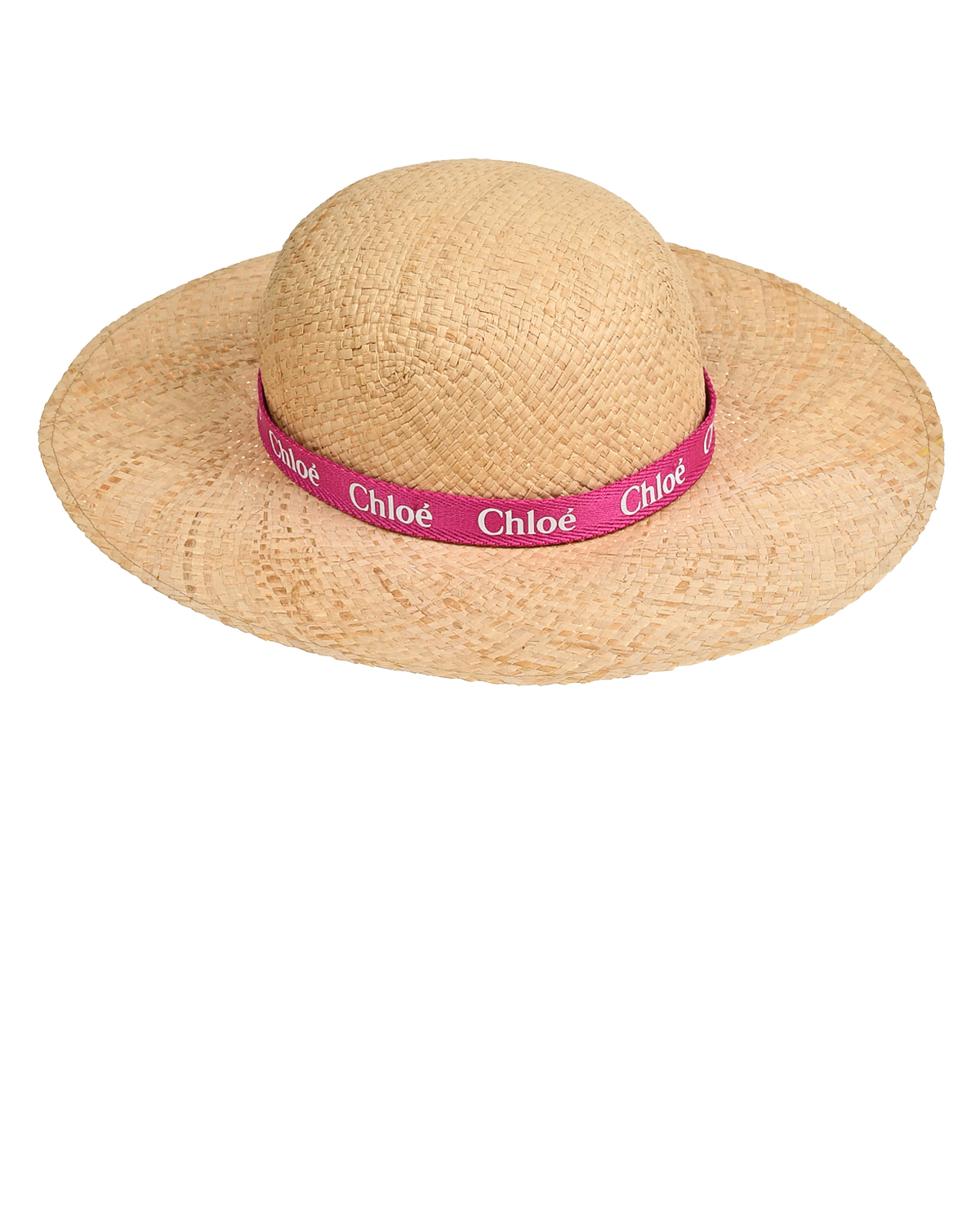 Шляпа соломенная с лентой и логотипом, бежевая Chloe, размер 56, цвет нет цвета