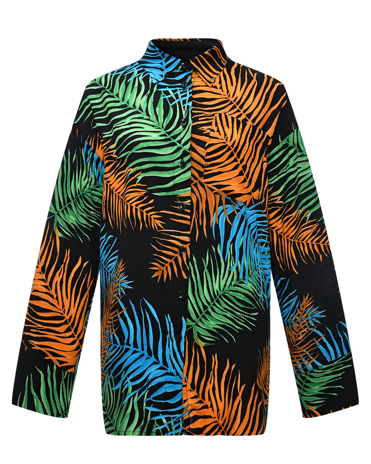 Рубашка со сплошным принтом "перья" Dan Maralex, размер 42, цвет черный - фото 1