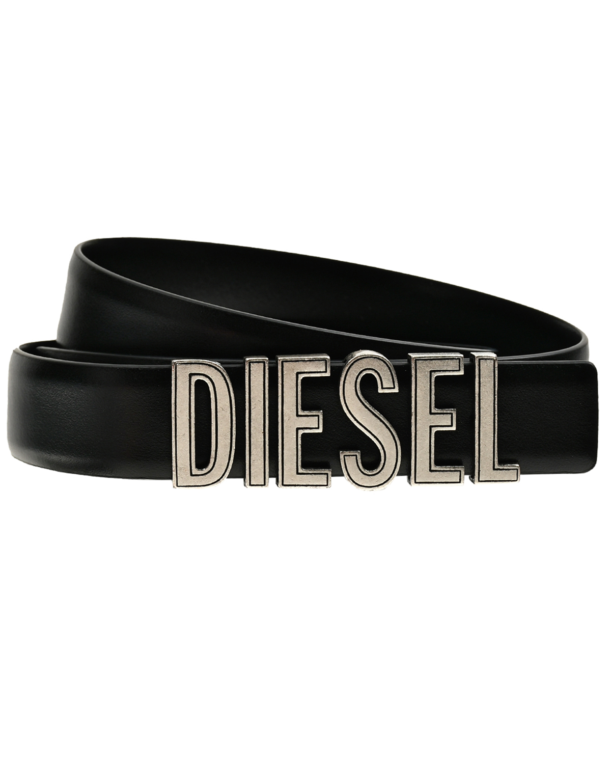 Ремень с крупной пряжкой логотипом, черный Diesel, размер 85, цвет нет цвета