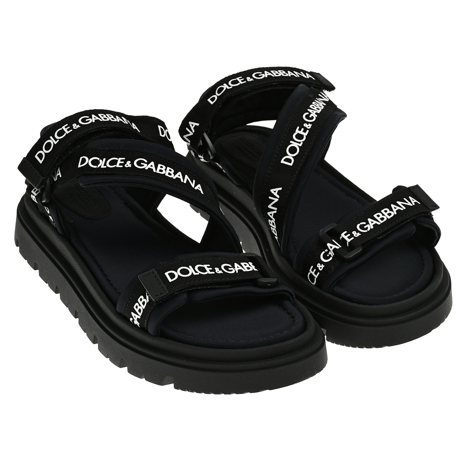 Сандалии черные на липучках с лого Dolce&Gabbana черные сандалии с отделкой в полоску dolce