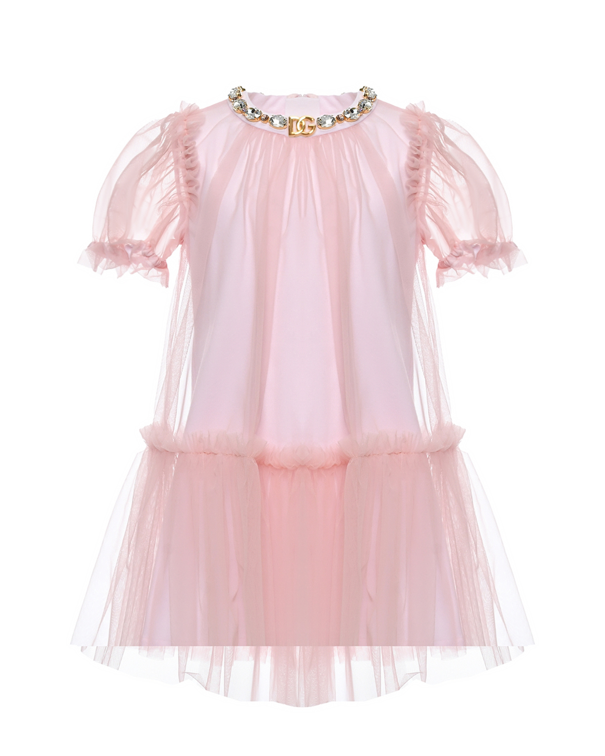 Платье со стразами, розовая Dolce&Gabbana, размер 104, цвет розовый - фото 1