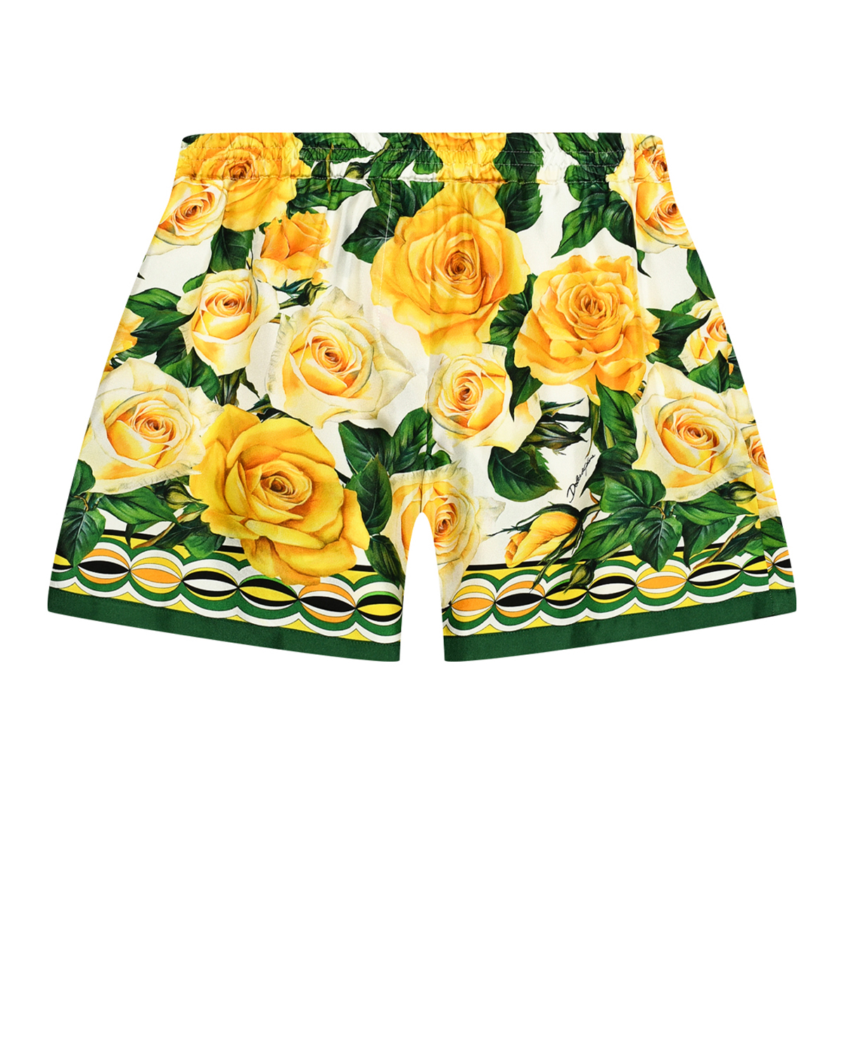 Шелковые шорты со сплошным принтом "желтые розы" Dolce&Gabbana