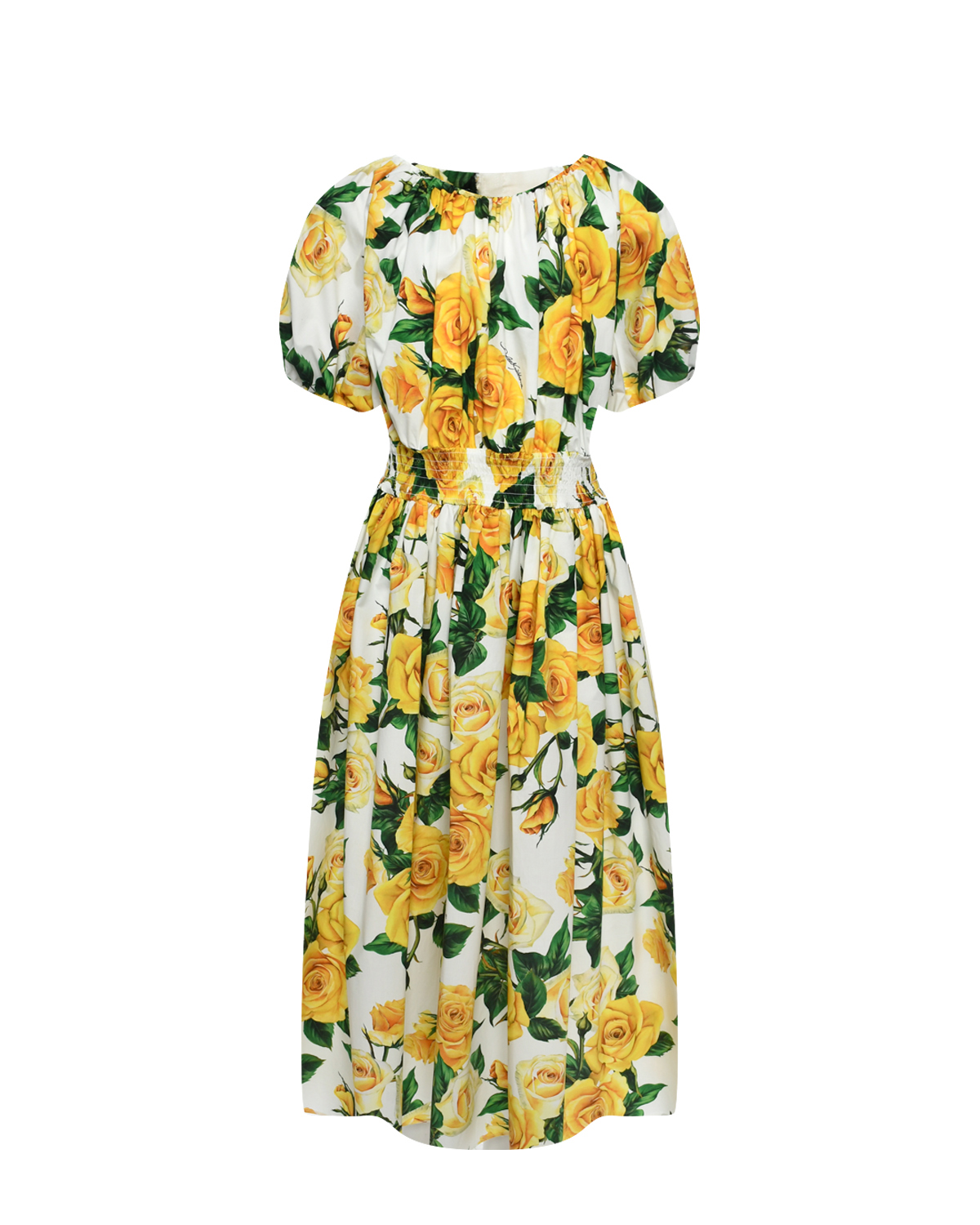 Платье с принтом "желтые розы" Dolce&Gabbana, размер 128, цвет нет цвета - фото 1