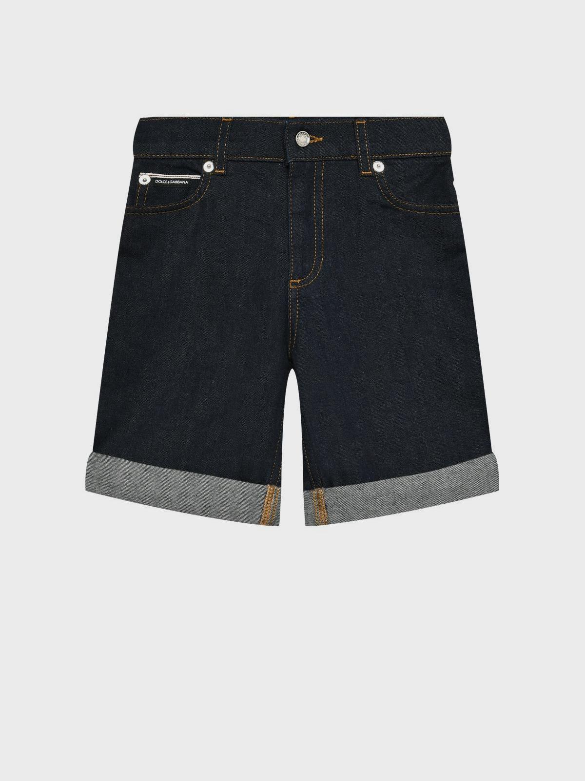 Бермуды с подворотами и логотипом, черные Dolce&Gabbana