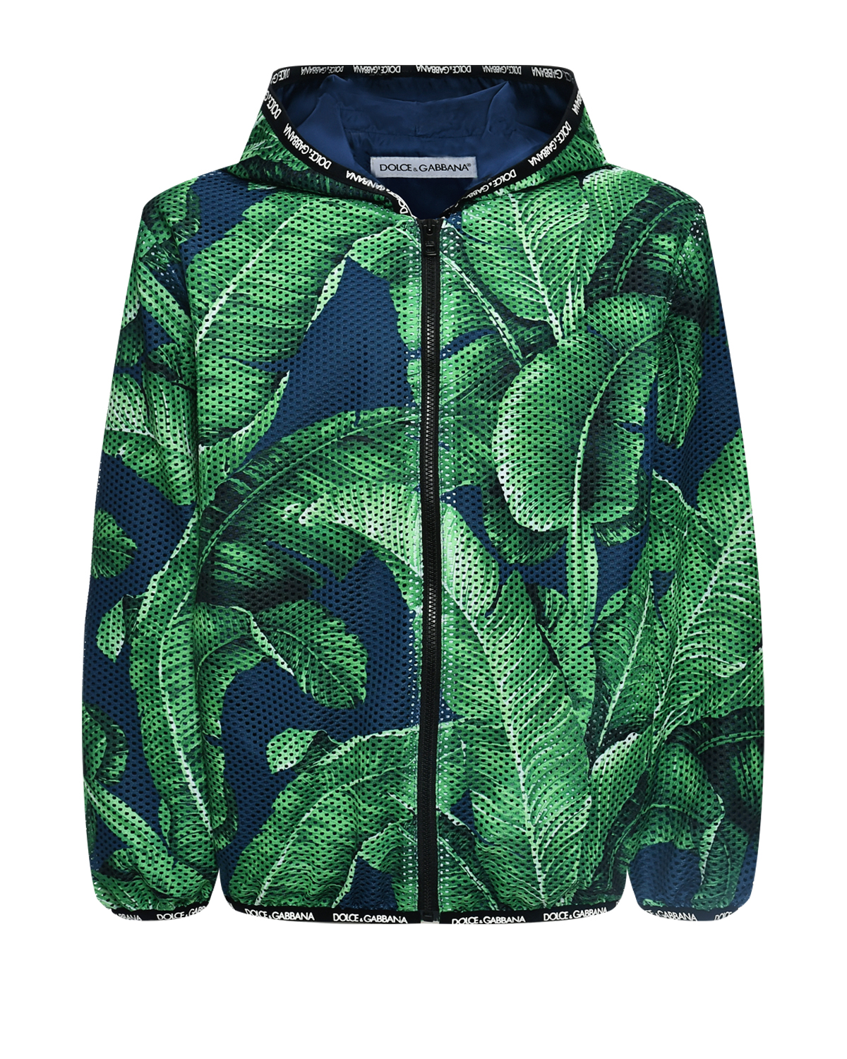 Спортивная куртка с принтом "листья" Dolce&Gabbana, размер 128, цвет зеленый - фото 1