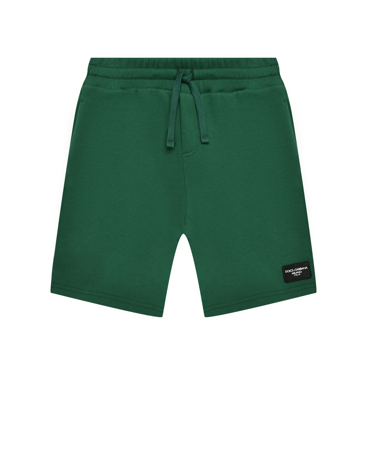 Бермуды с логотипом на штанине, темно - зеленые Dolce&Gabbana, размер 152, цвет зеленый - фото 1