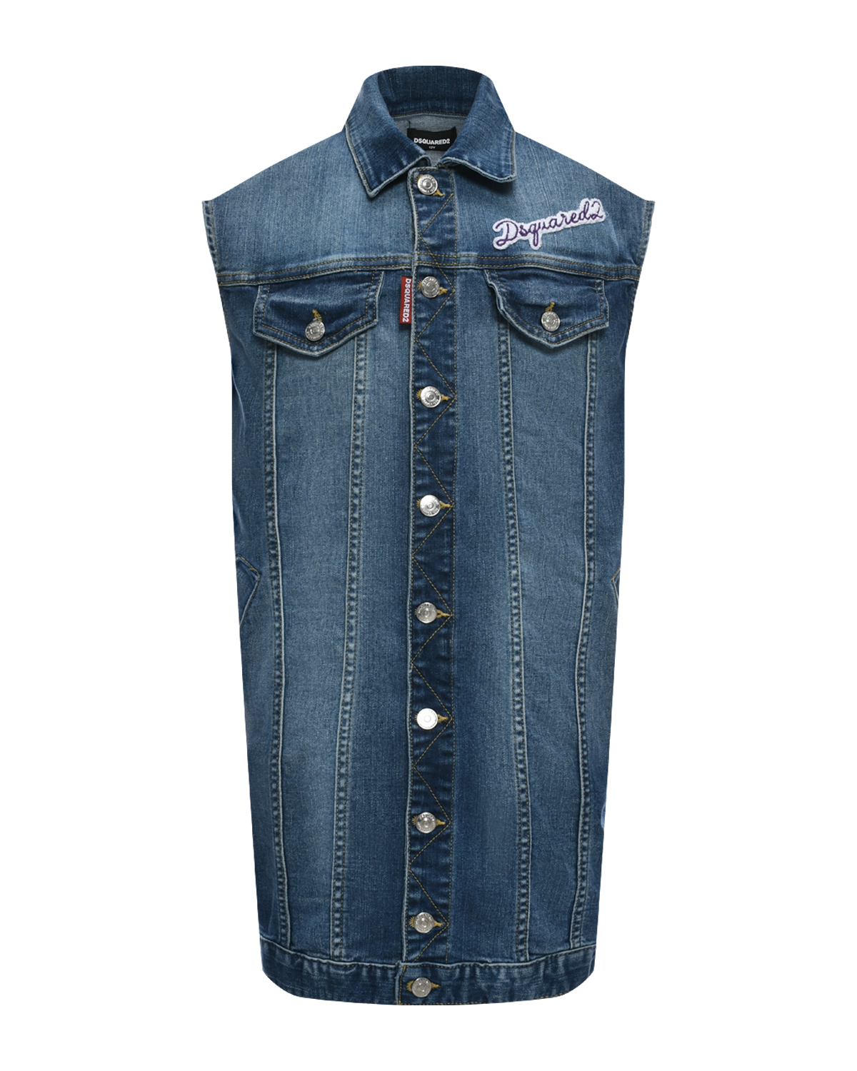 Удлиненный джинсовый жилет Dsquared2, размер 152, цвет синий