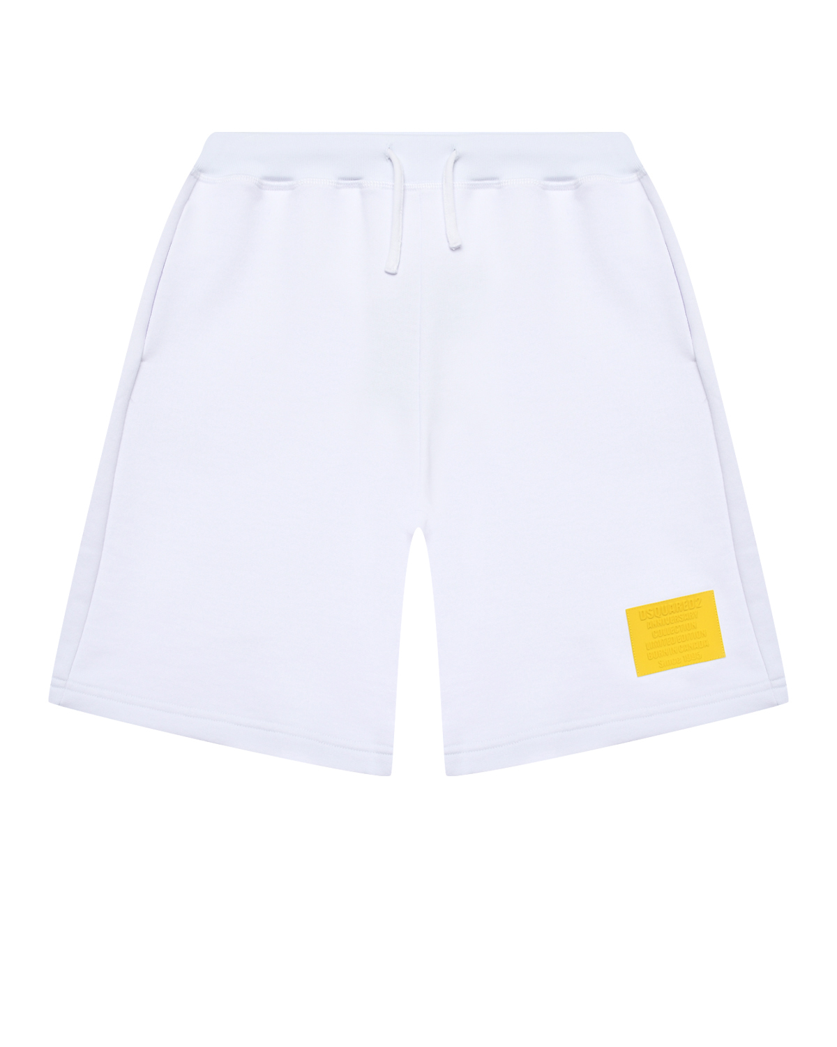 Бермуды с желтым лого, белые Dsquared2, размер 140, цвет белый - фото 1