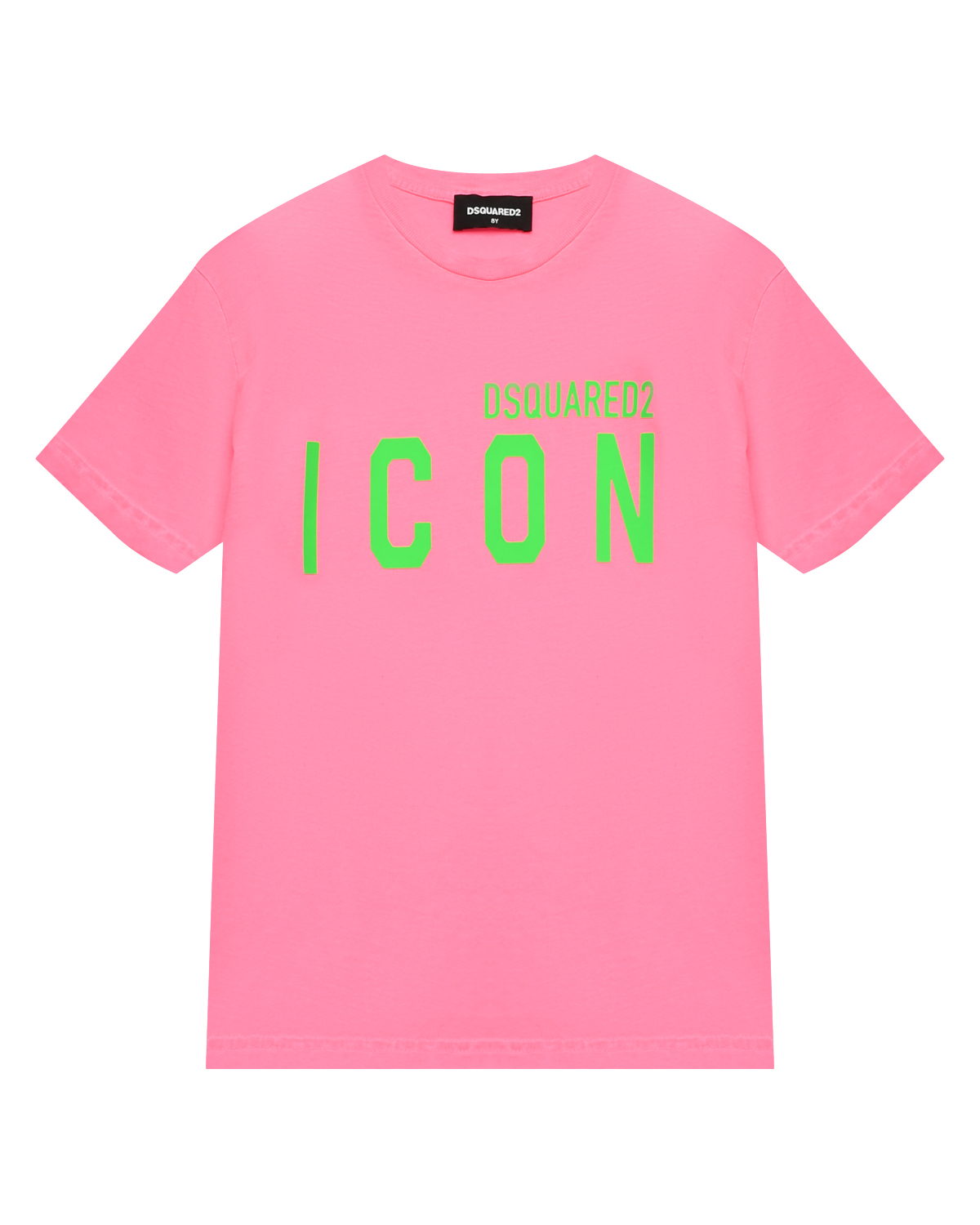 Футболка с зеленым лого, розовая Dsquared2