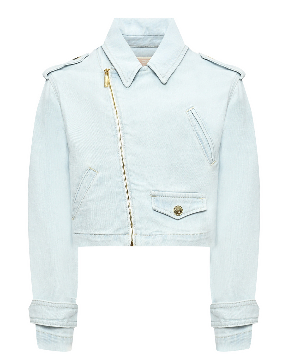 Джинсовая куртка-косуха Elisabetta Franchi la mia bambina, размер 158, цвет нет цвета