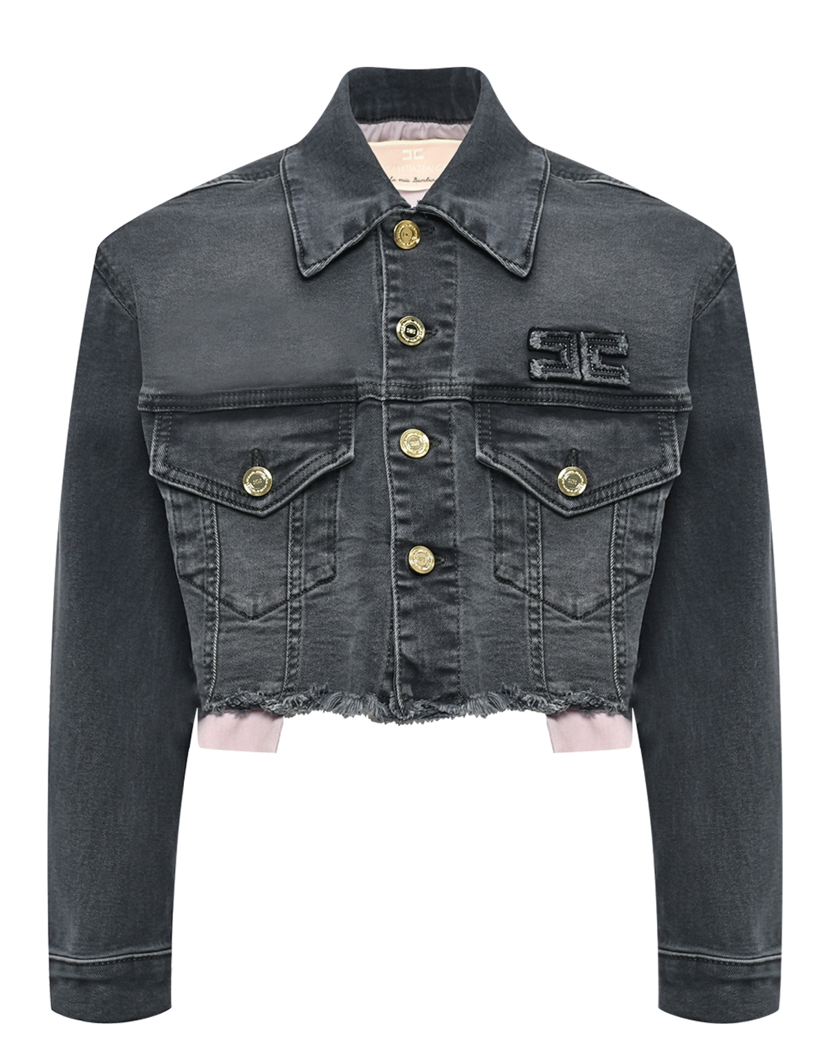 Джинсовая куртка с рваным краем Elisabetta Franchi la mia bambina, размер 140, цвет нет цвета
