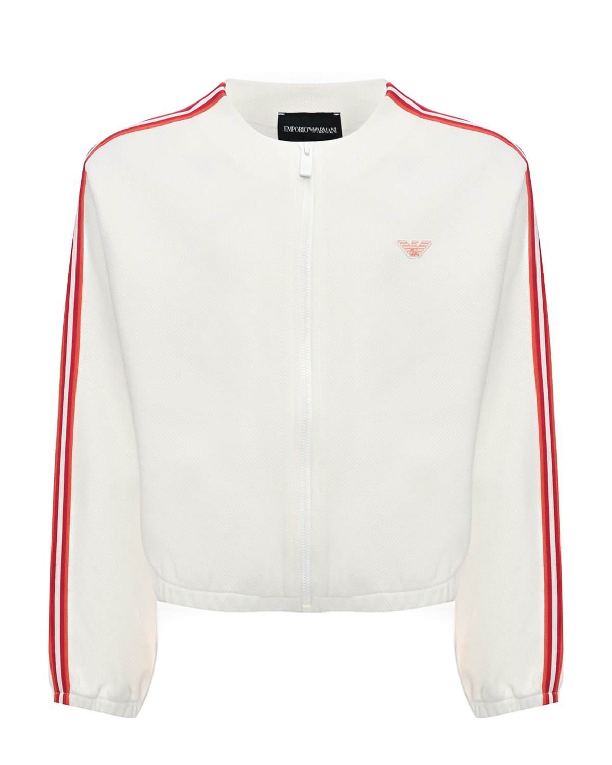 Спортивная куртка с красными лампасами Emporio Armani, размер 140, цвет белый