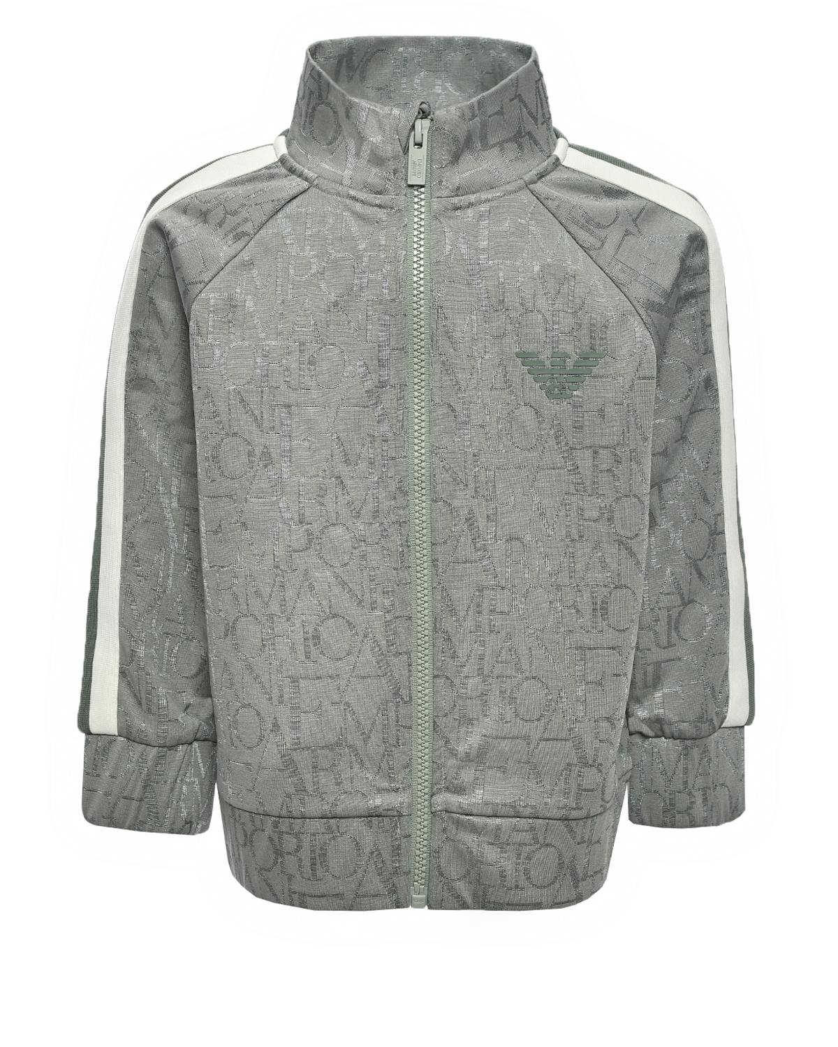 Куртка спортивная на молнии со сплошным принтом Emporio Armani, размер 128, цвет зеленый - фото 1