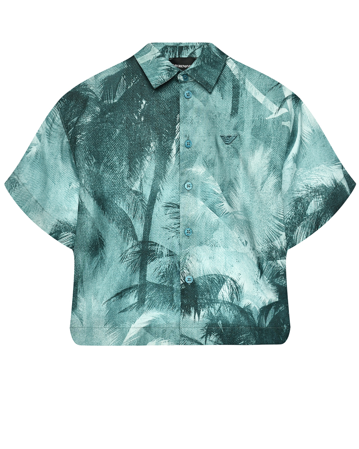 Рубашка с принтом "пальмы", зеленая Emporio Armani