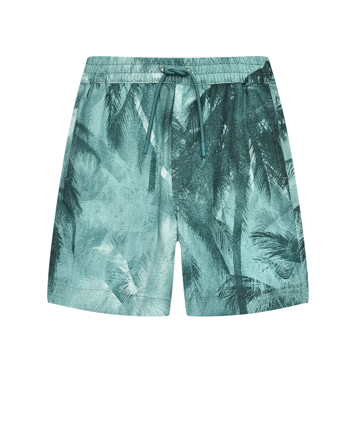 Бермуды с принтом "пальмы", зеленые Emporio Armani