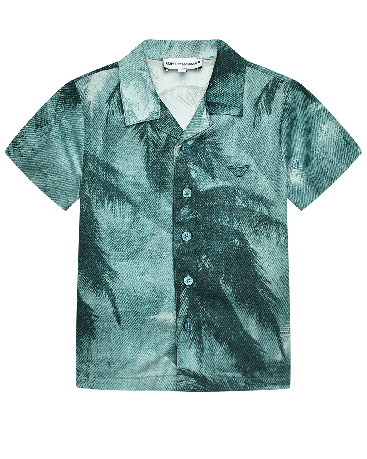 Рубашка с принтом "пальмы", зеленая Emporio Armani