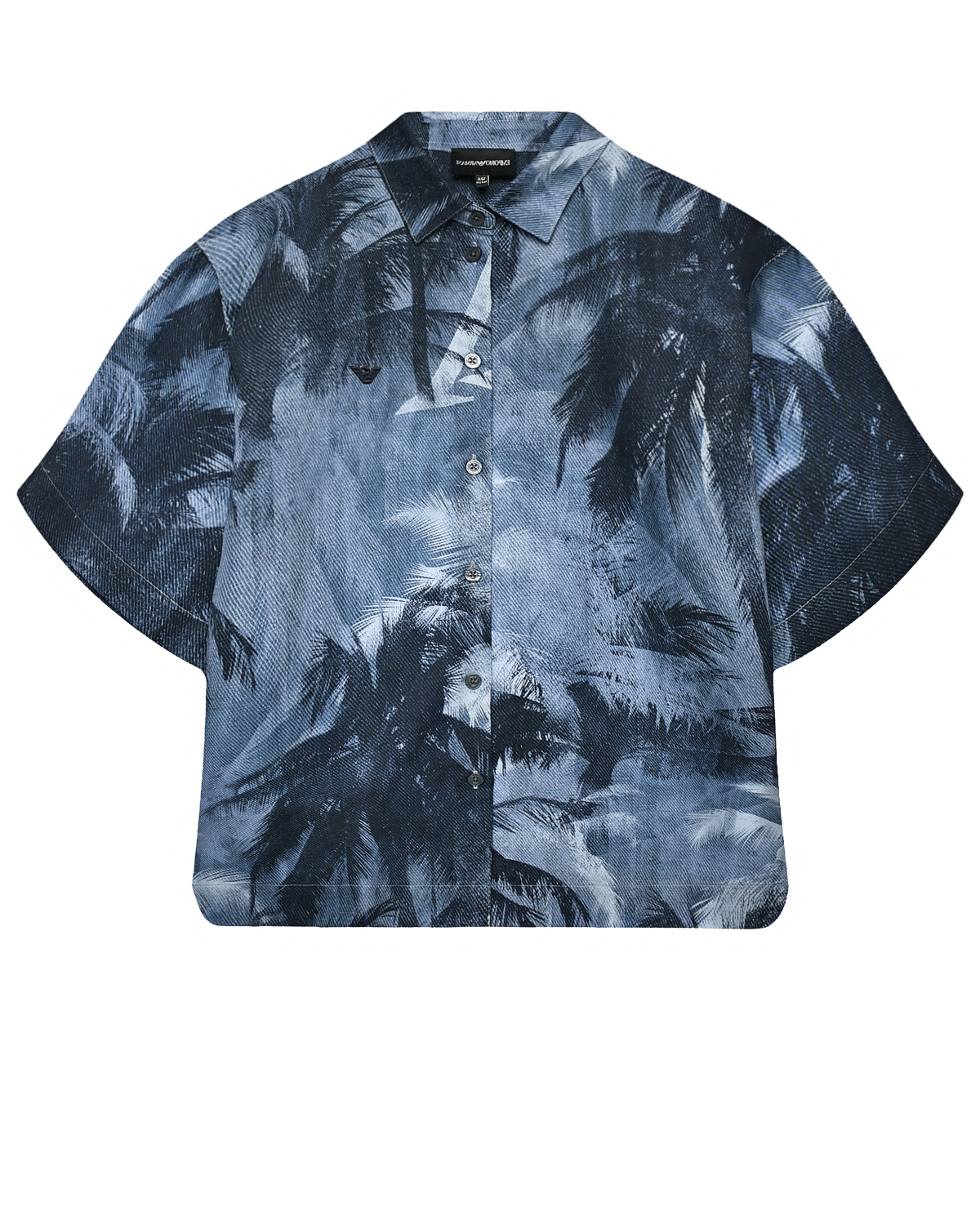 Рубашка с принтом "пальмы", синяя Emporio Armani