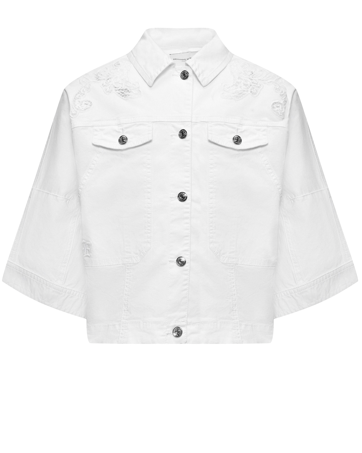 Джинсовая куртка с кружевной отделкой Ermanno Scervino, размер 176, цвет белый