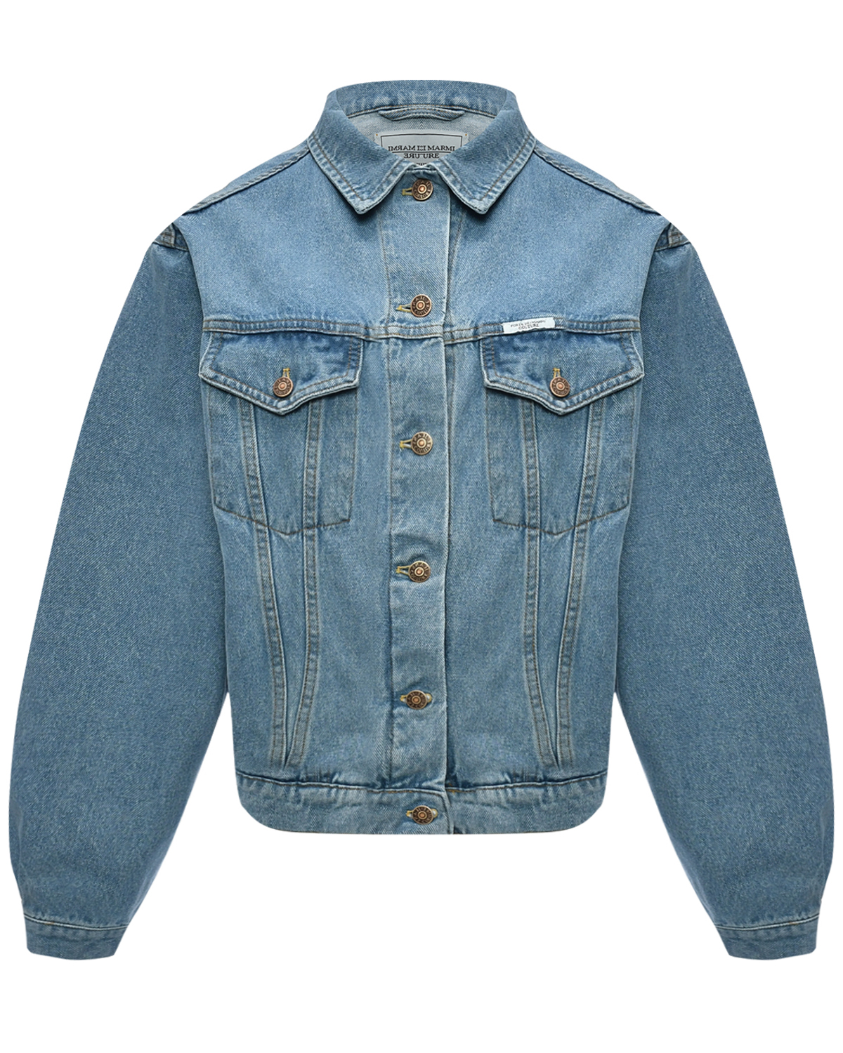 Джинсовая куртка с надписью Forte из стразов Forte dei Marmi Couture, размер 42, цвет синий