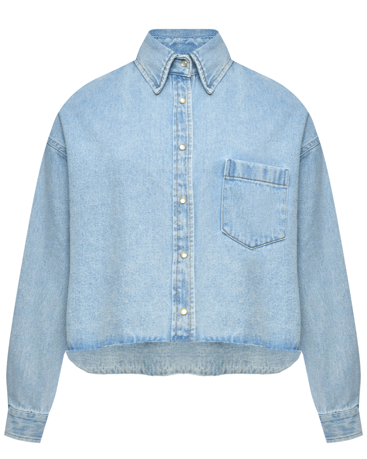 Джинсовая короткая рубашка с необработанным краем, голубая Forte dei Marmi Couture