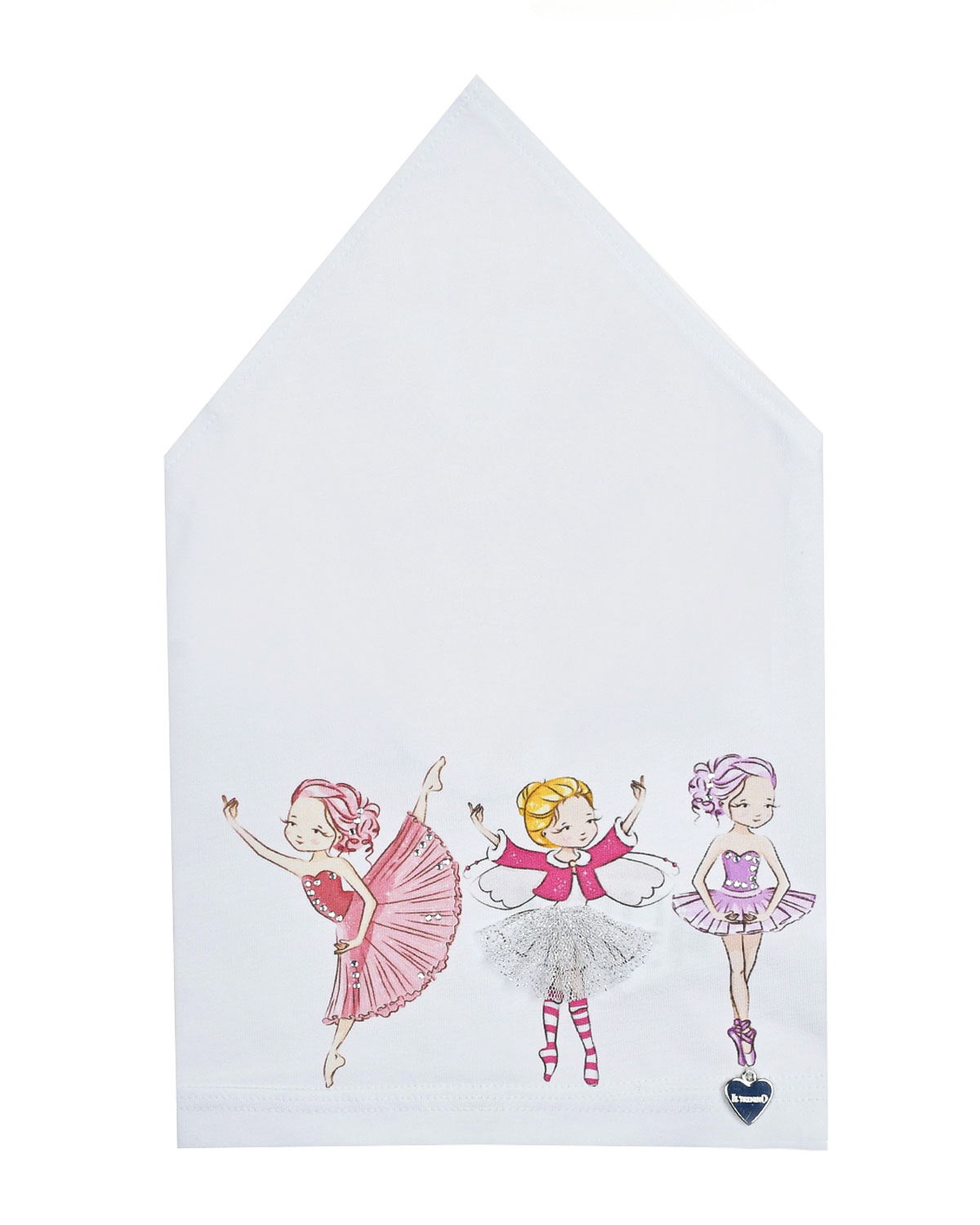 Косынка с принтом "Три балерины" Il Trenino, размер 45/47, цвет белый