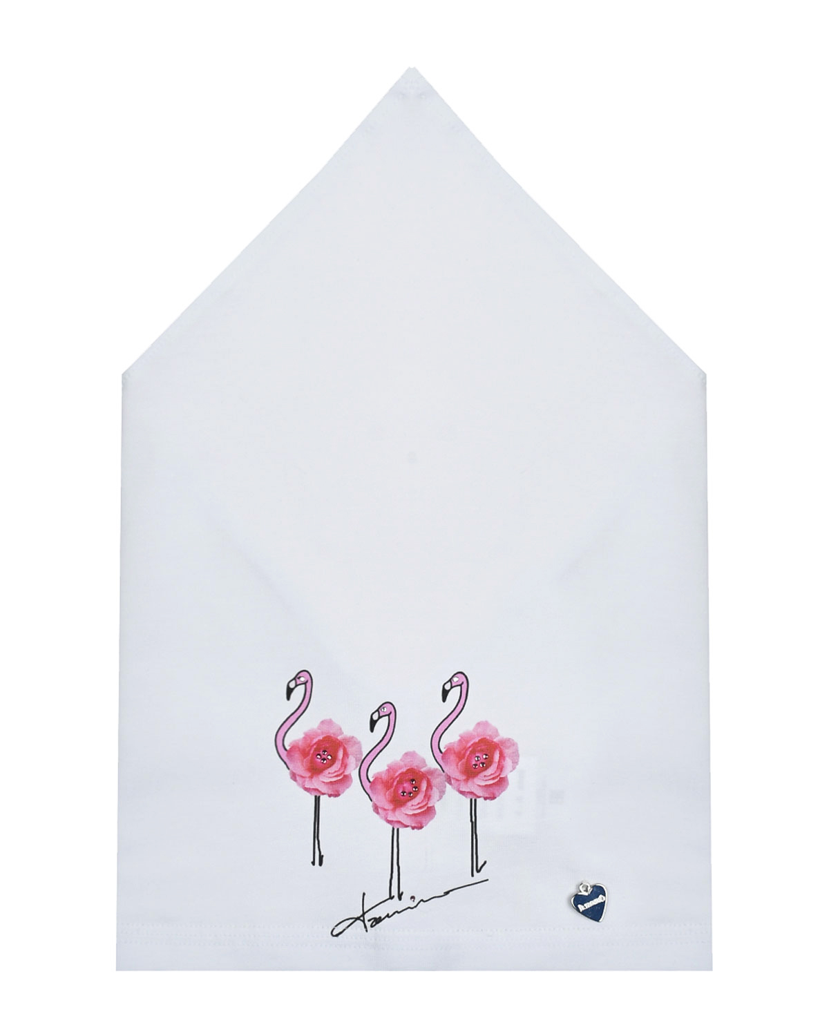 Косынка с принтом "Розовые фламинго" Il Trenino, размер 51, цвет белый