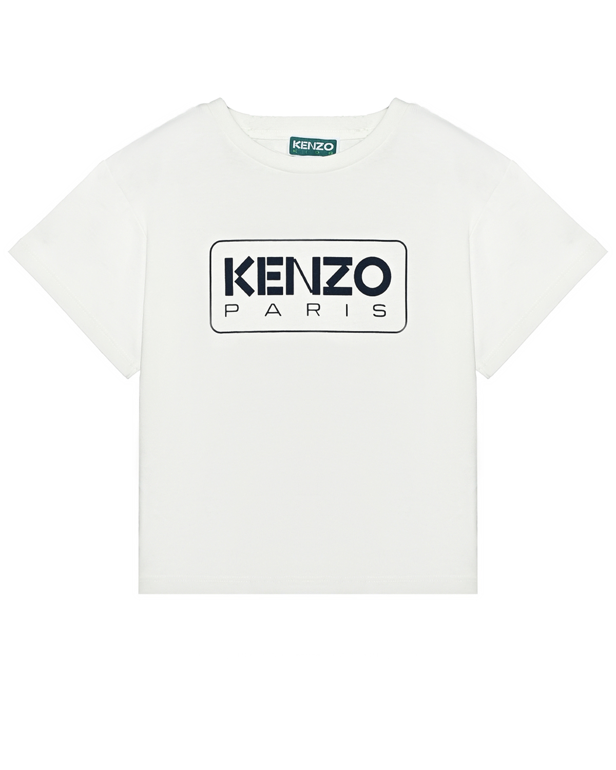Футболка с логотипом на груди, белая KENZO, размер 104, цвет нет цвета