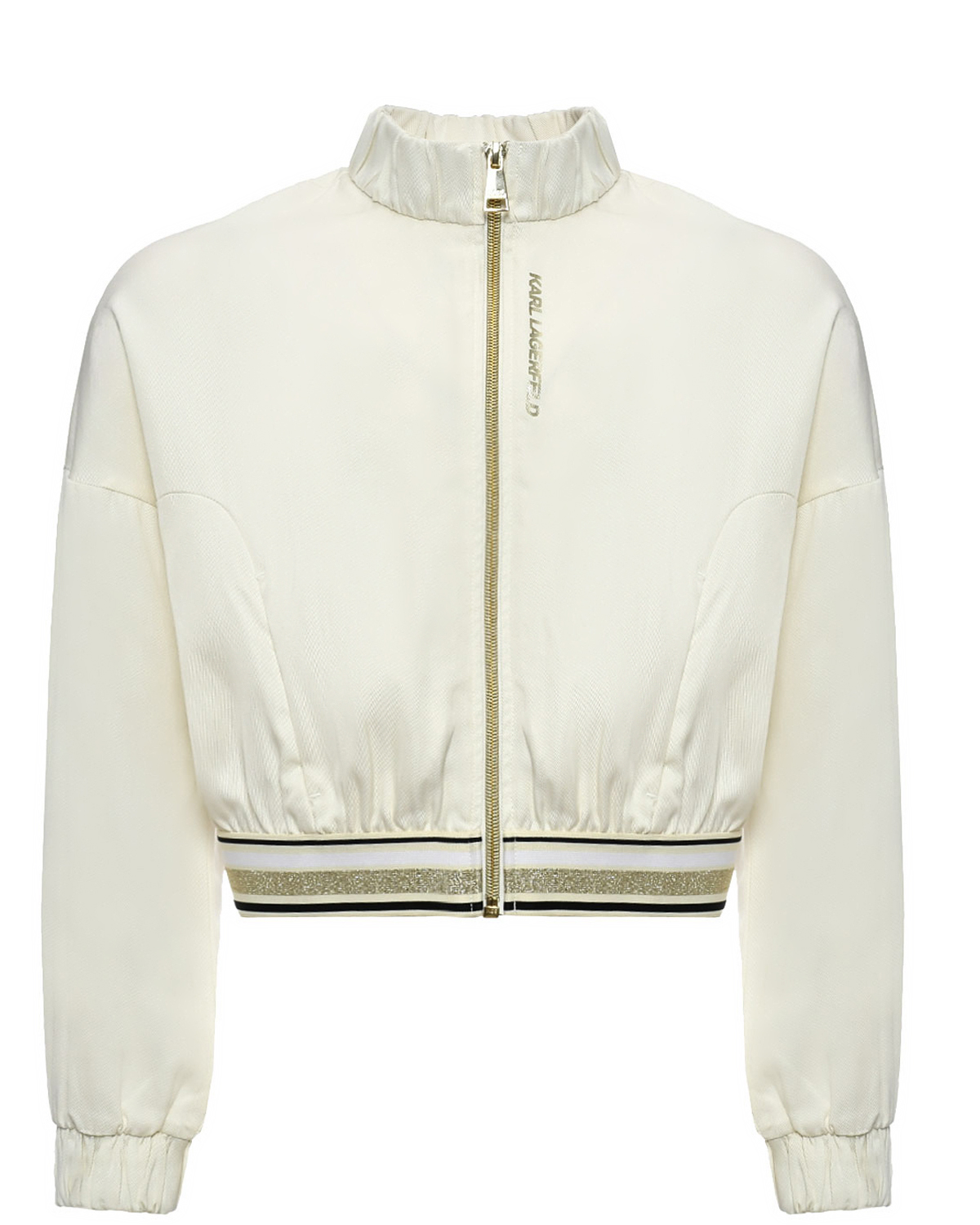 Спортивная куртка с лого из стразов, белая Karl Lagerfeld kids, размер 140, цвет нет цвета