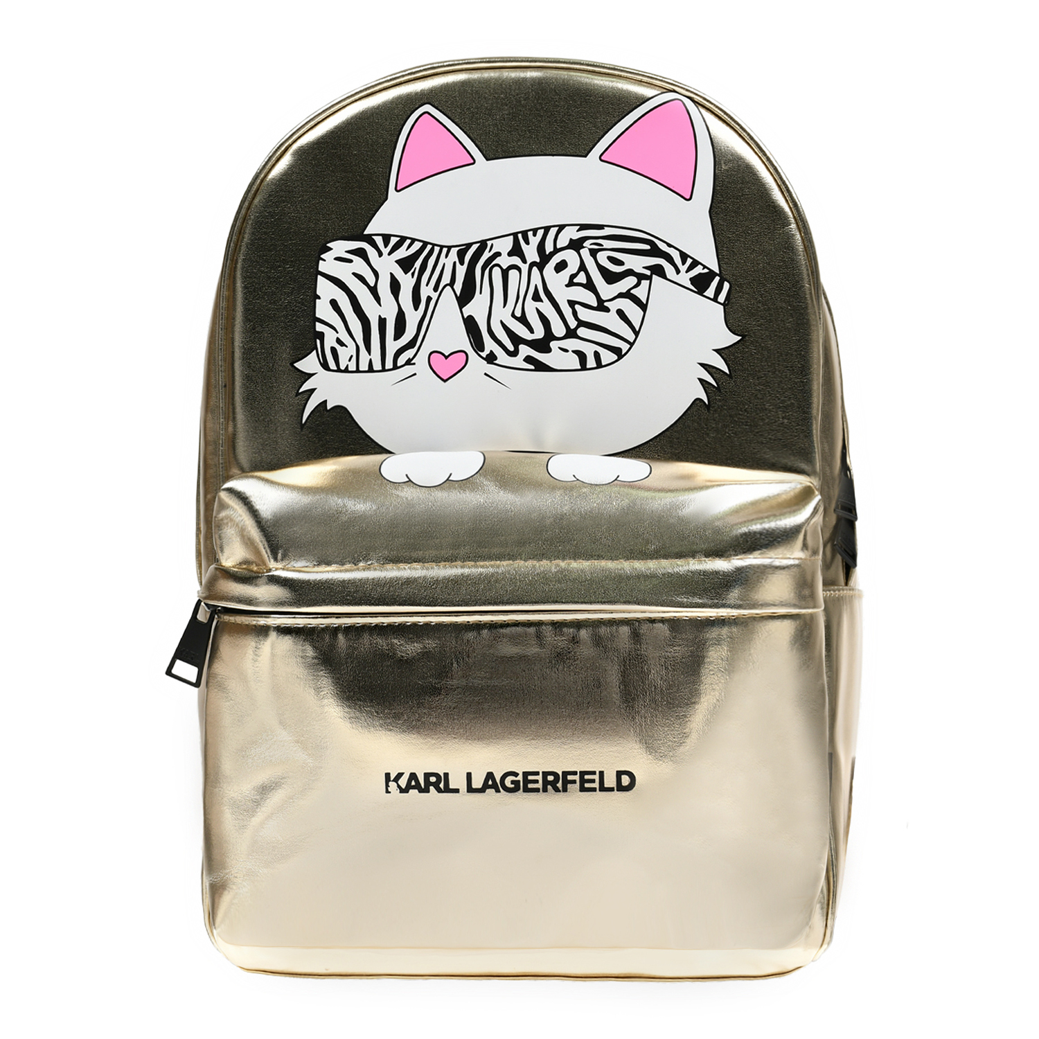 Рюкзак с принтом кошки, золотой Karl Lagerfeld kids, размер unica, цвет нет цвета