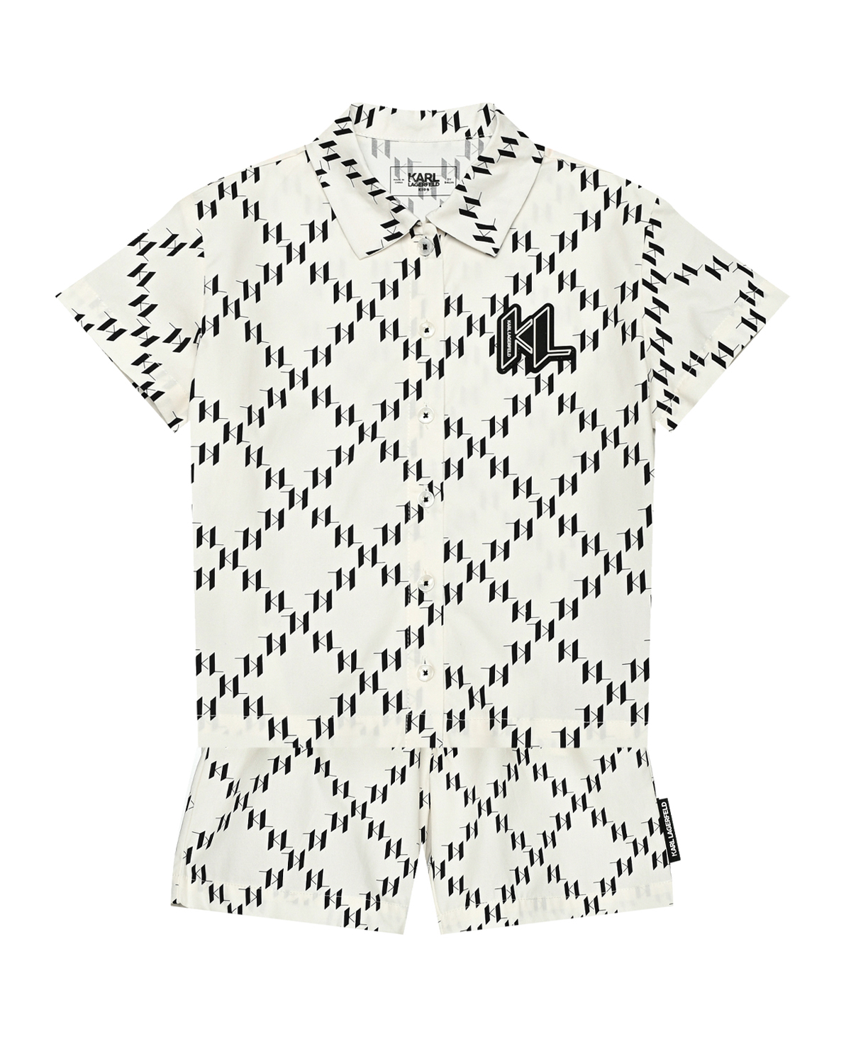 Комплект рубашка + бермуды со сплошным логотипом, белый Karl Lagerfeld kids, размер 98, цвет нет цвета