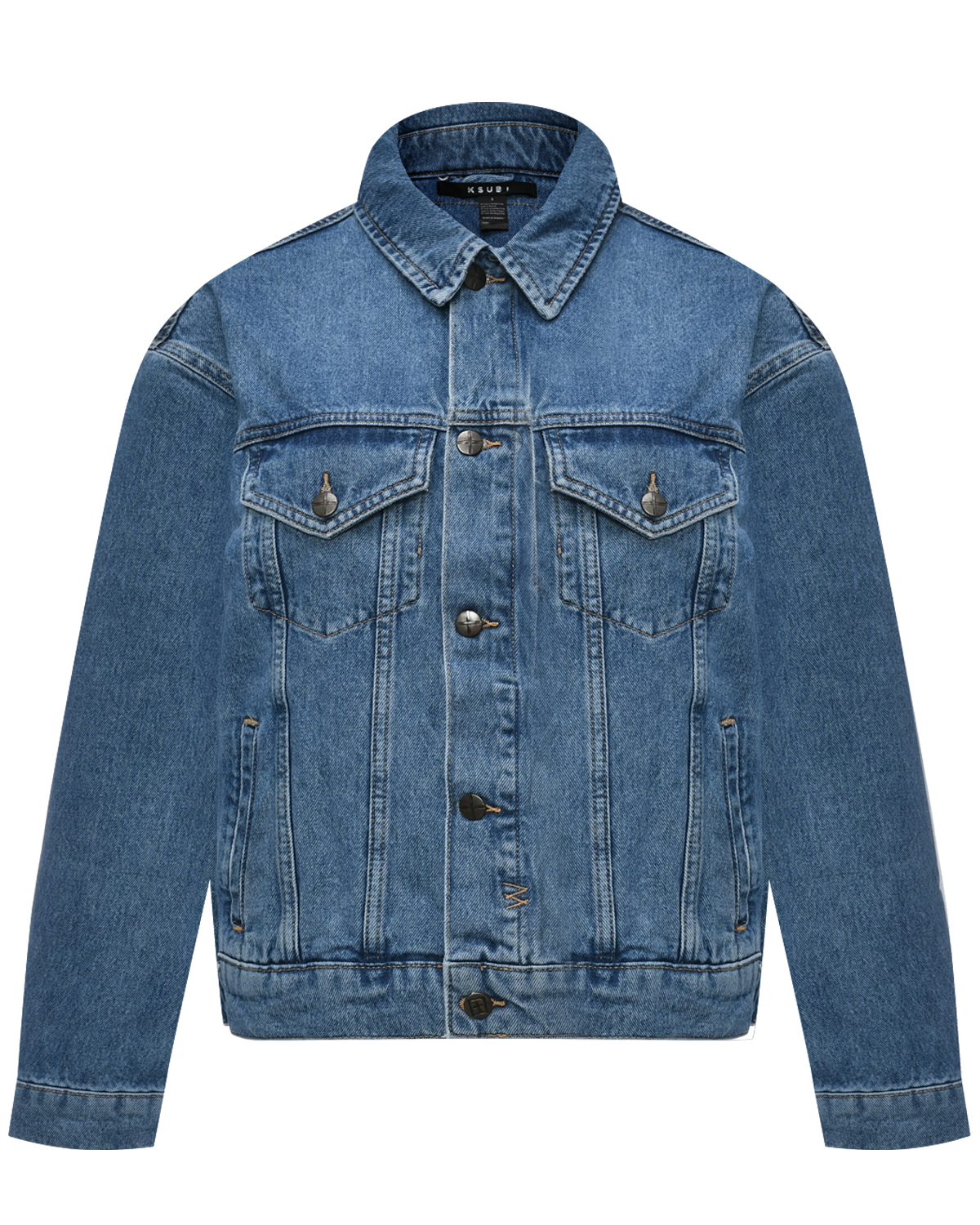 Куртка из денима прямая классика, синяя Ksubi, размер 44, цвет голубой