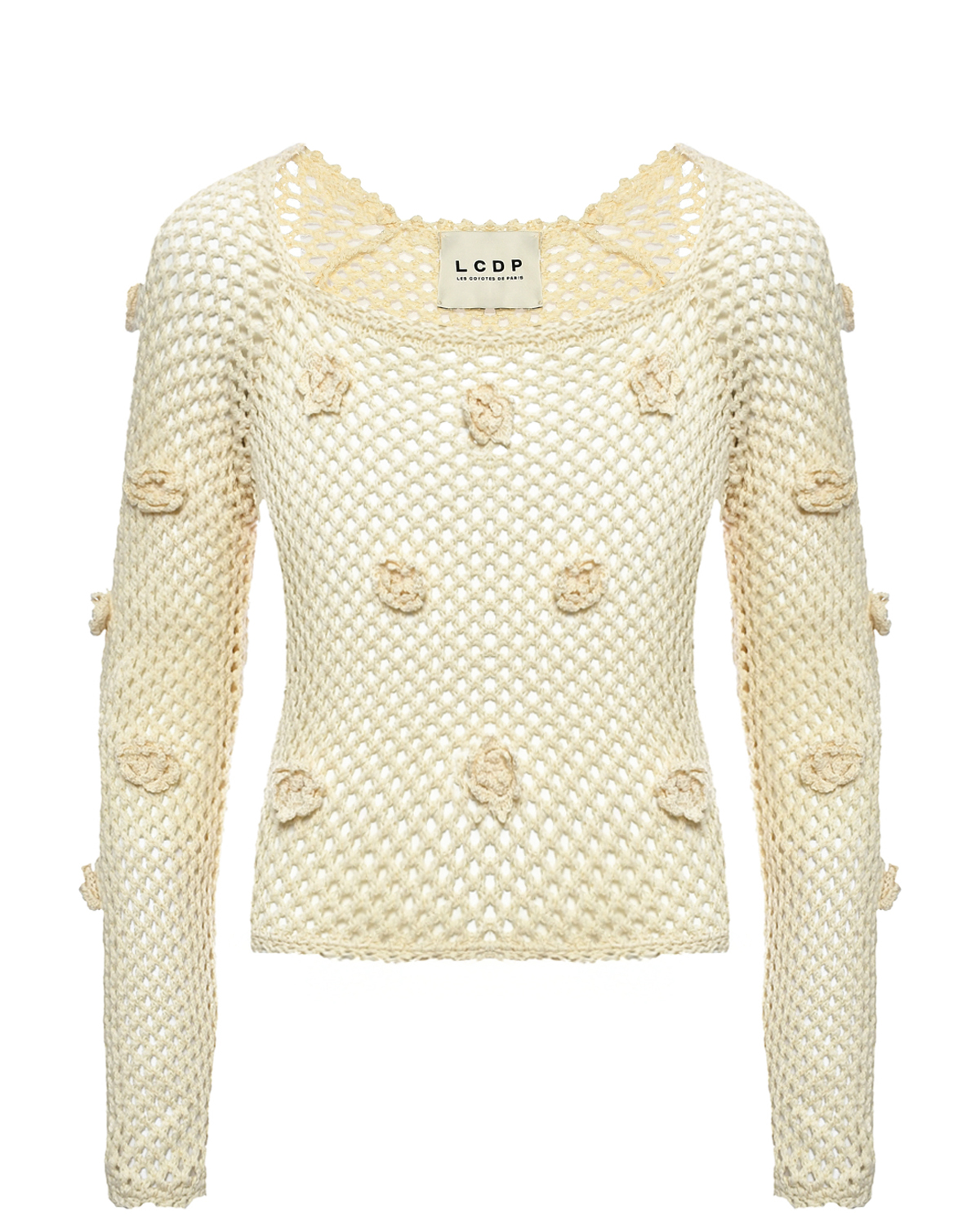 Джемпер крупной вязки с объемными цветами Les Coyotes de Paris