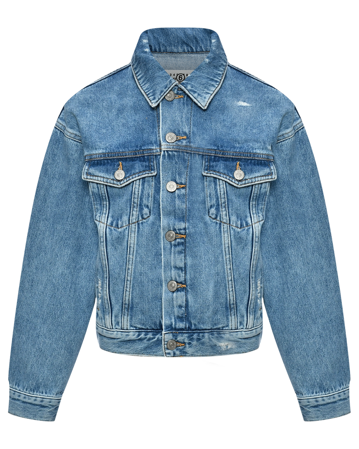 Джинсовая куртка с разрезами MM6 Maison Margiela, размер 140, цвет нет цвета