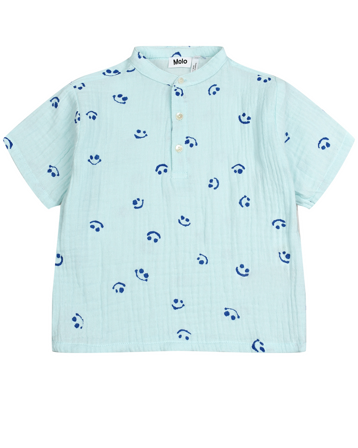 Рубашка с принтом "смайлы", голубая Molo, размер 98, цвет нет цвета - фото 1