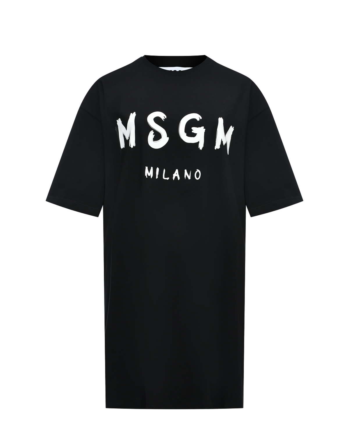 Платье-футболка с белым лого, черная MSGM футболка с вертикальным лого moschino