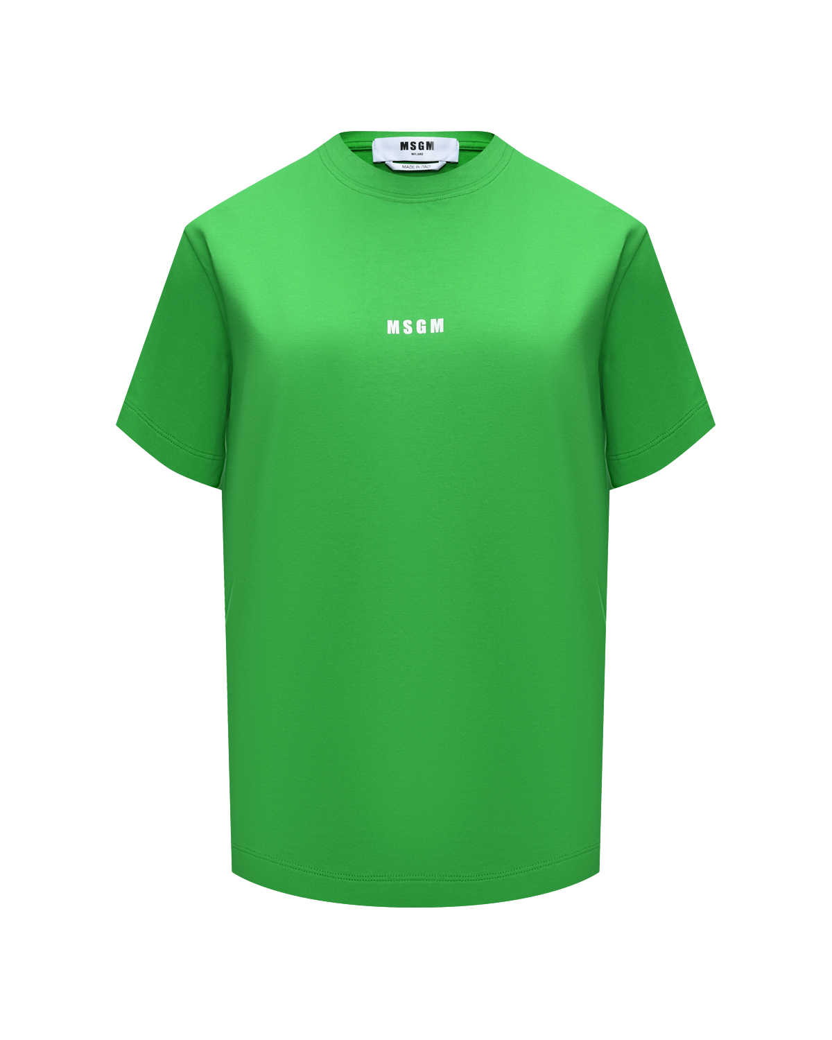 Футболка с лого, зеленая MSGM, размер 42, цвет зеленый