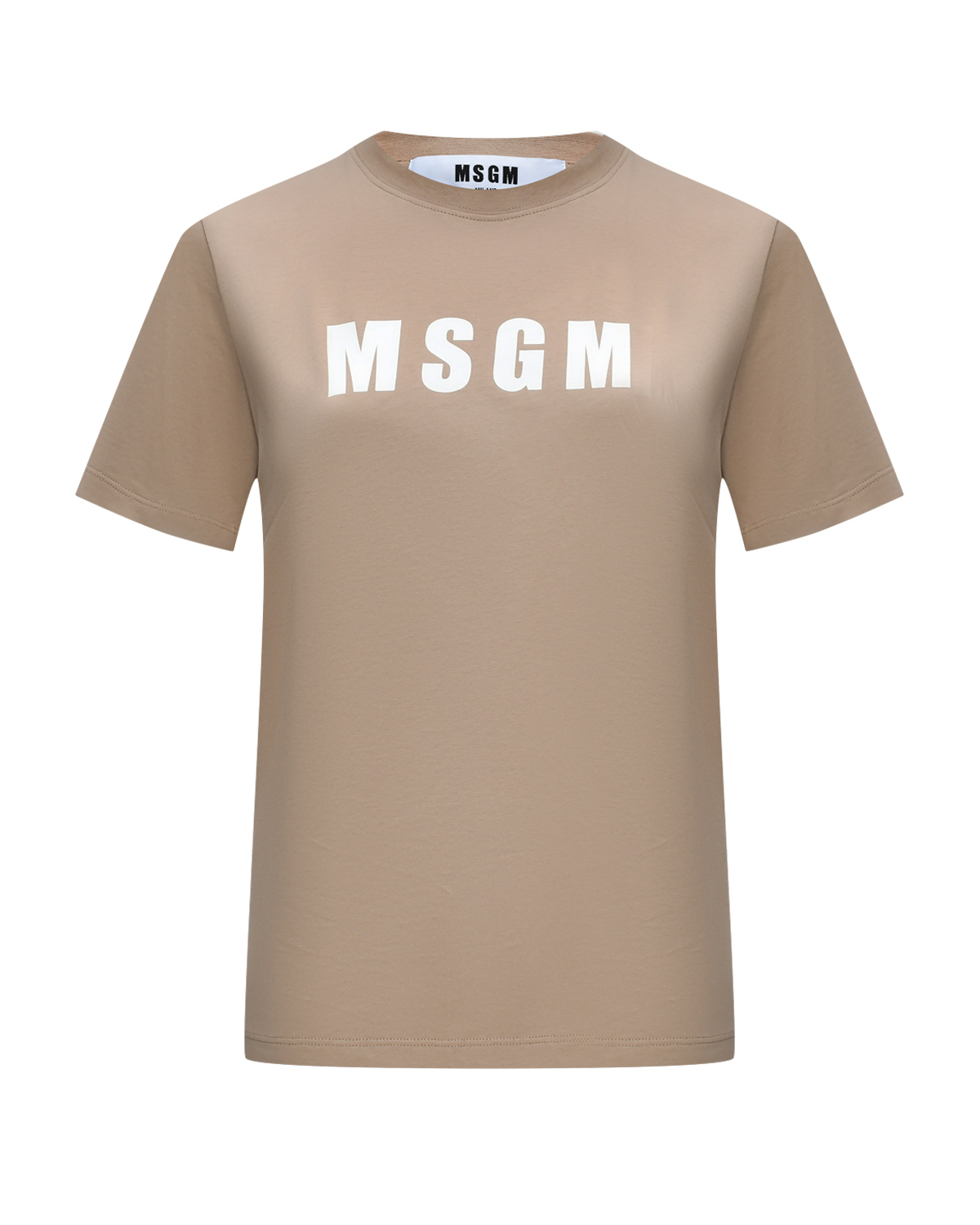 Базовая футболка с лого MSGM футболка мужская базовая бежевая с черной линией на манжетах