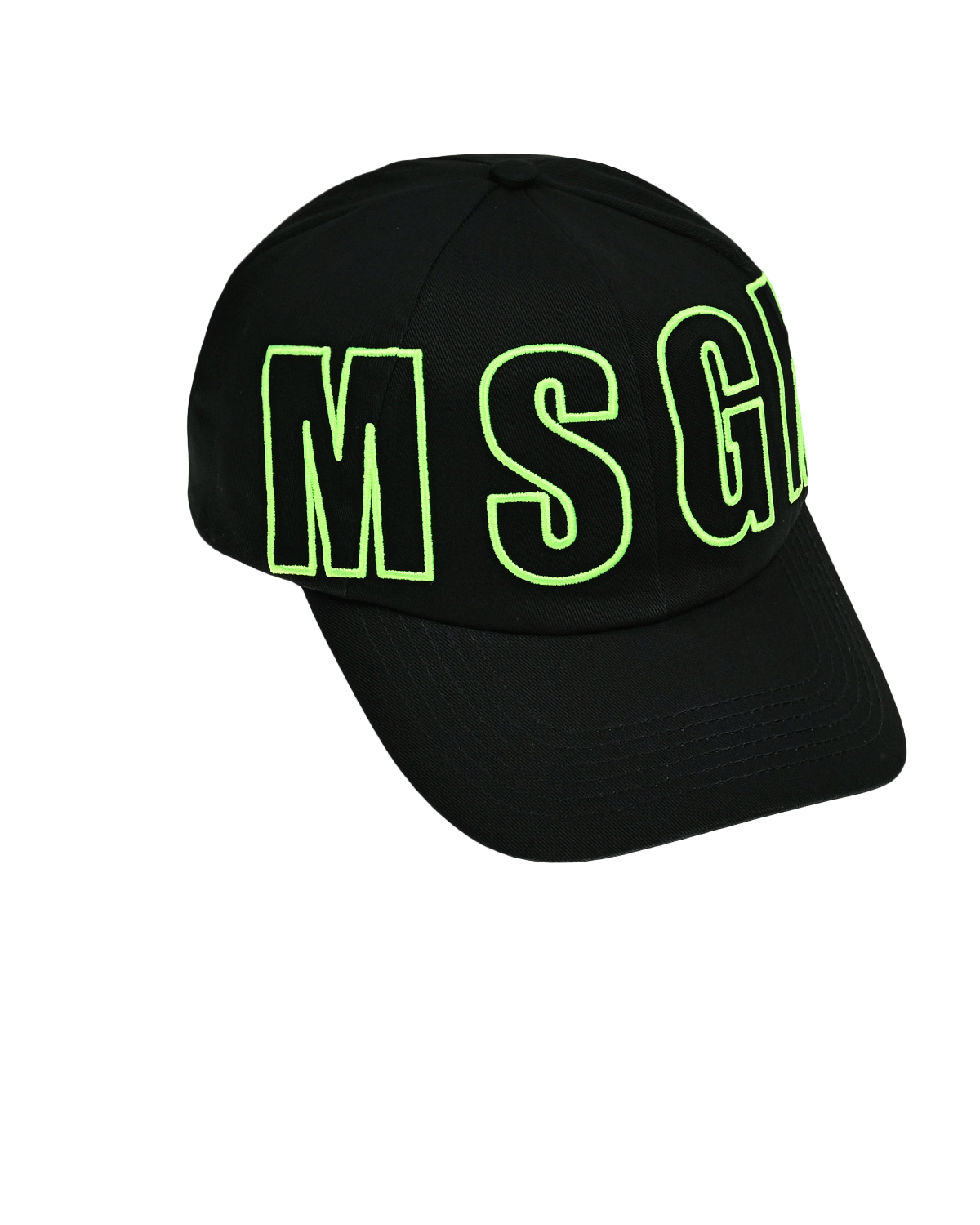 Бейсболка с зеленым лого, черная MSGM, размер unica, цвет черный