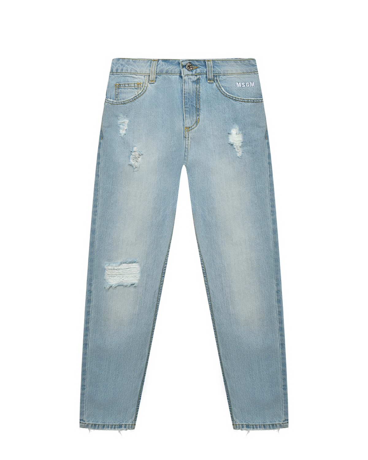 Зауженные джинсы с разрезами MSGM, размер 128, цвет голубой - фото 1