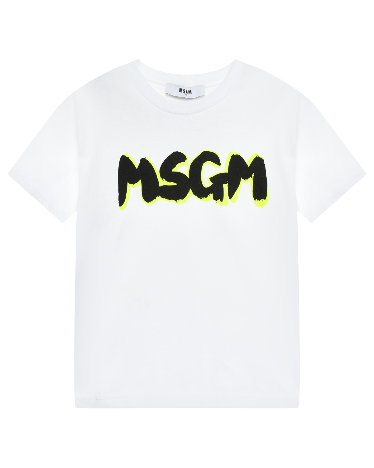 Футболка с неоновой окантовкой и принтом, белая MSGM футболка msgm