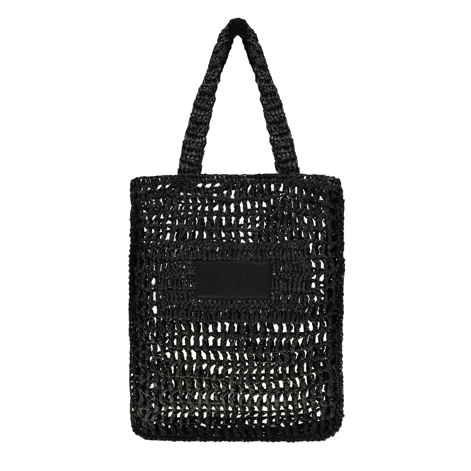 Плетеная сумка черного цвета MSGM зауженные к низу брюки черного цвета с темно серую полоску для девочек